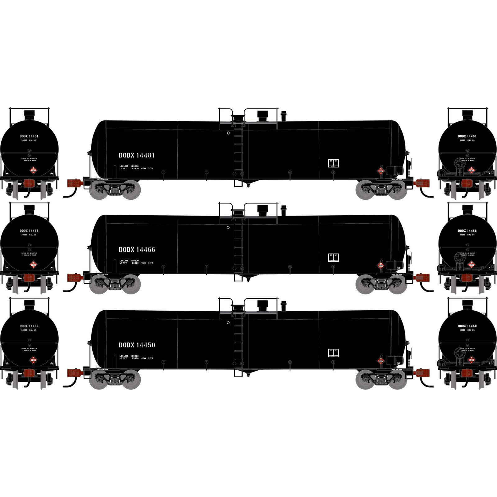 N ATH 30K Ethanol Tank Car, DODX #14450/14466/14481 (3)