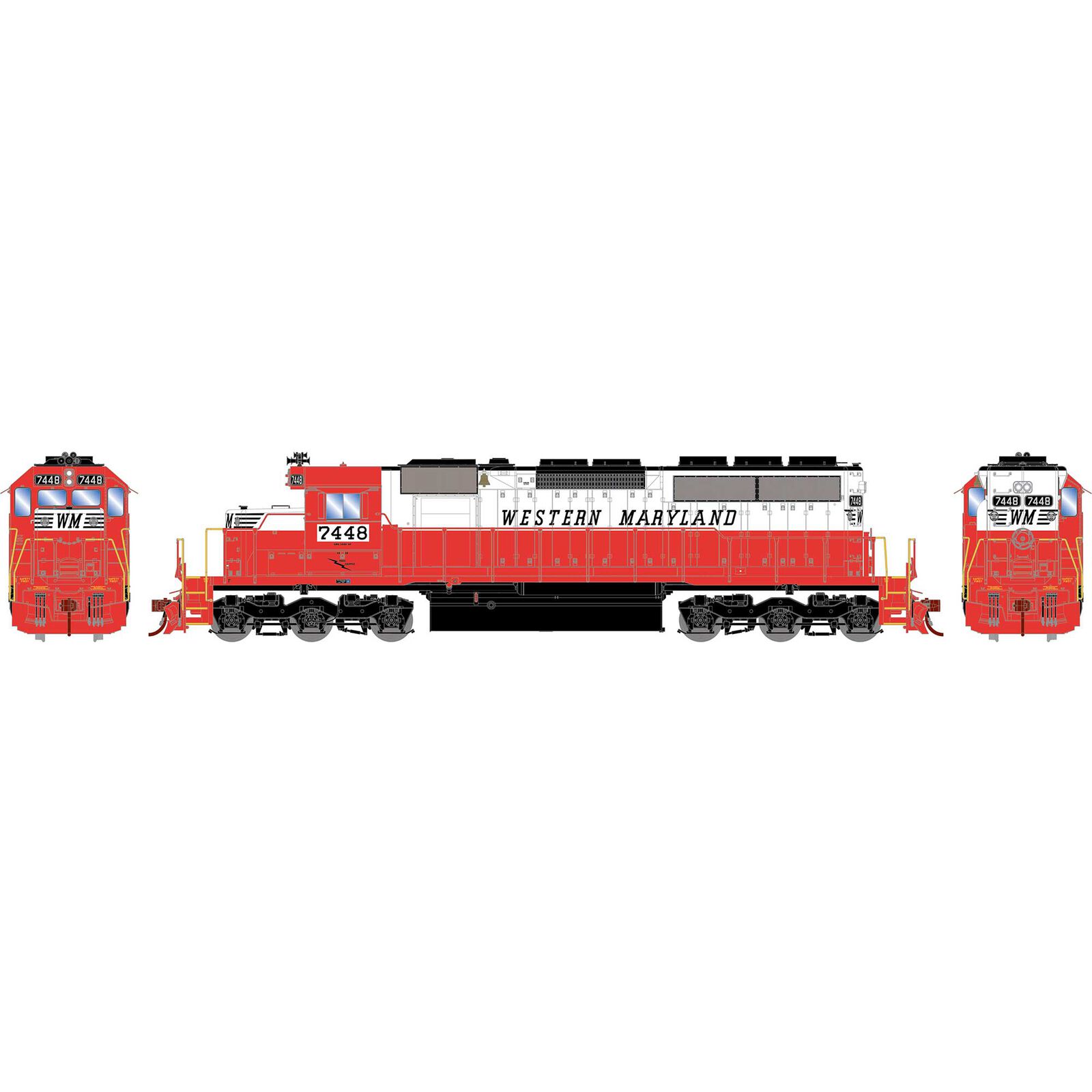 HO SD40 Locomotive, Western Maryland #7448
