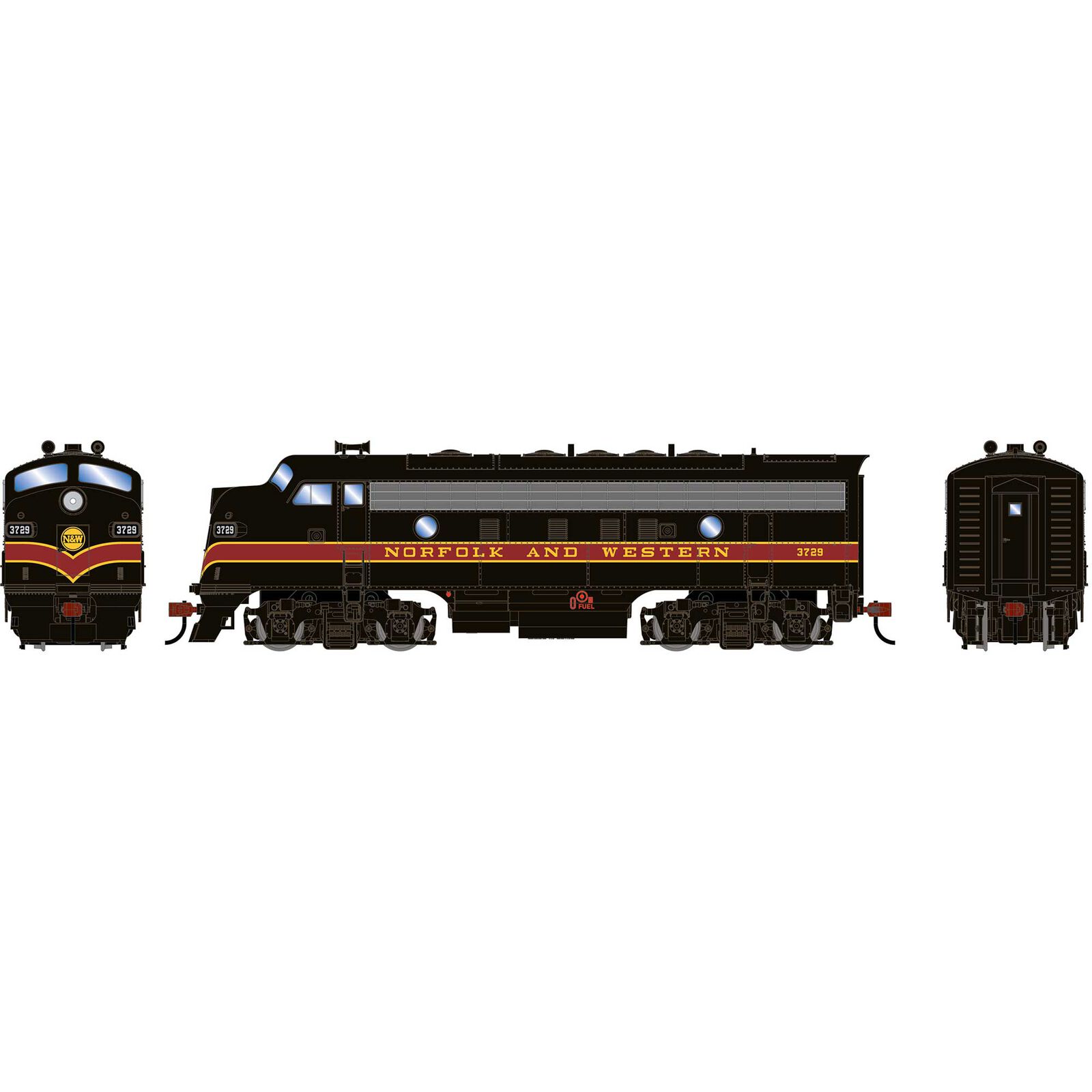HO RND F7A Locomotive DCC-Ready, NW #3729