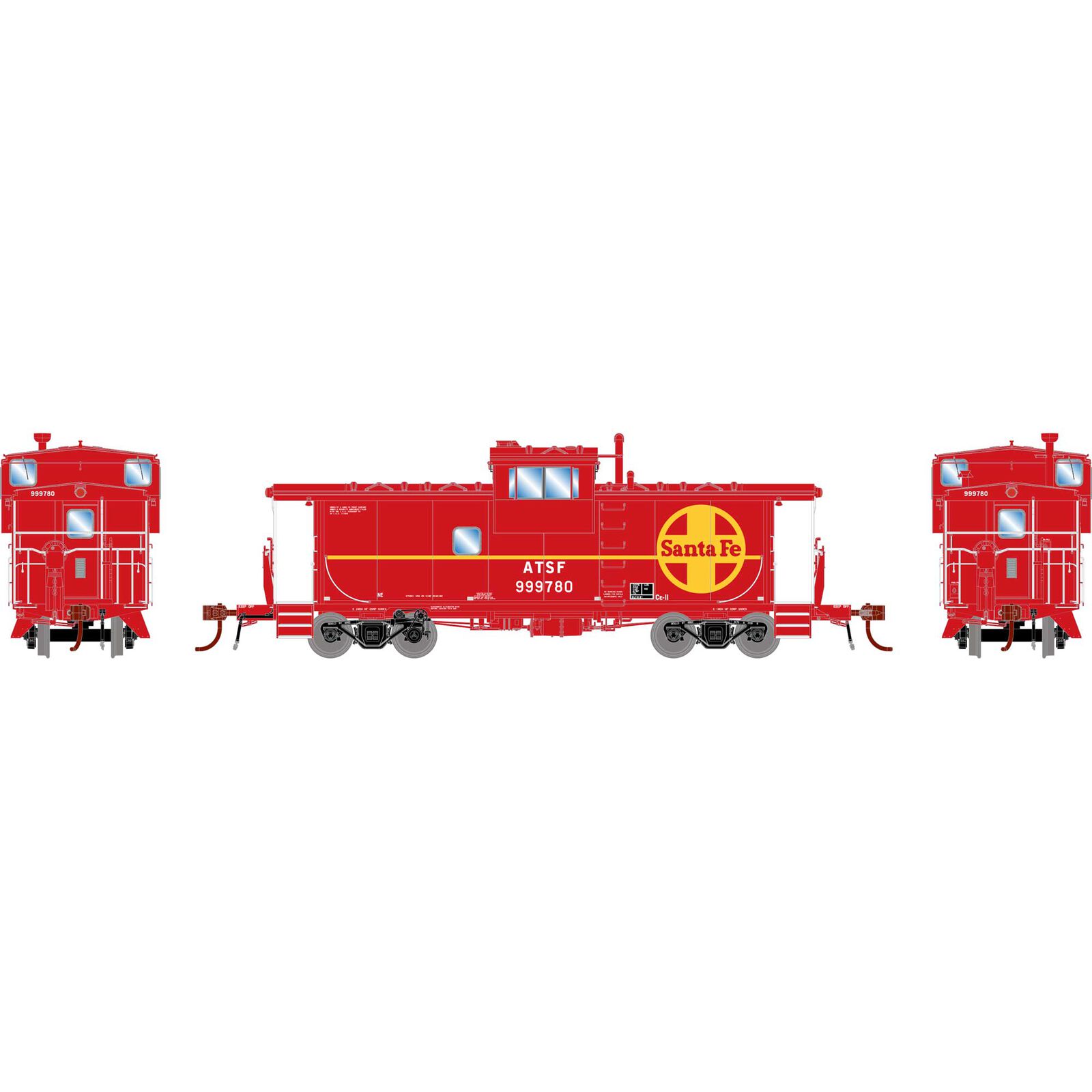 HO CE-11 ICC Caboose with Lights, SF #999780