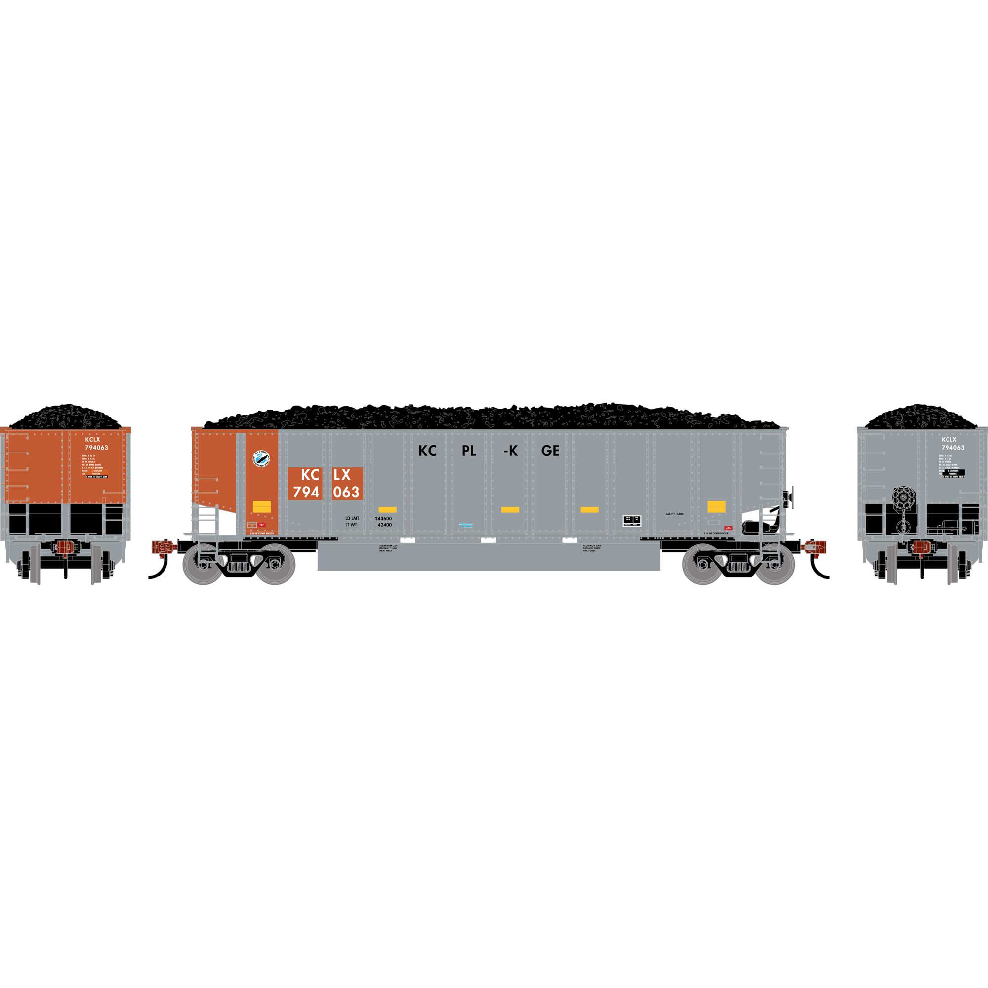 Athearn HO ATH Bethgon Coalporter w/Coal Load, KCLX #794063 Model