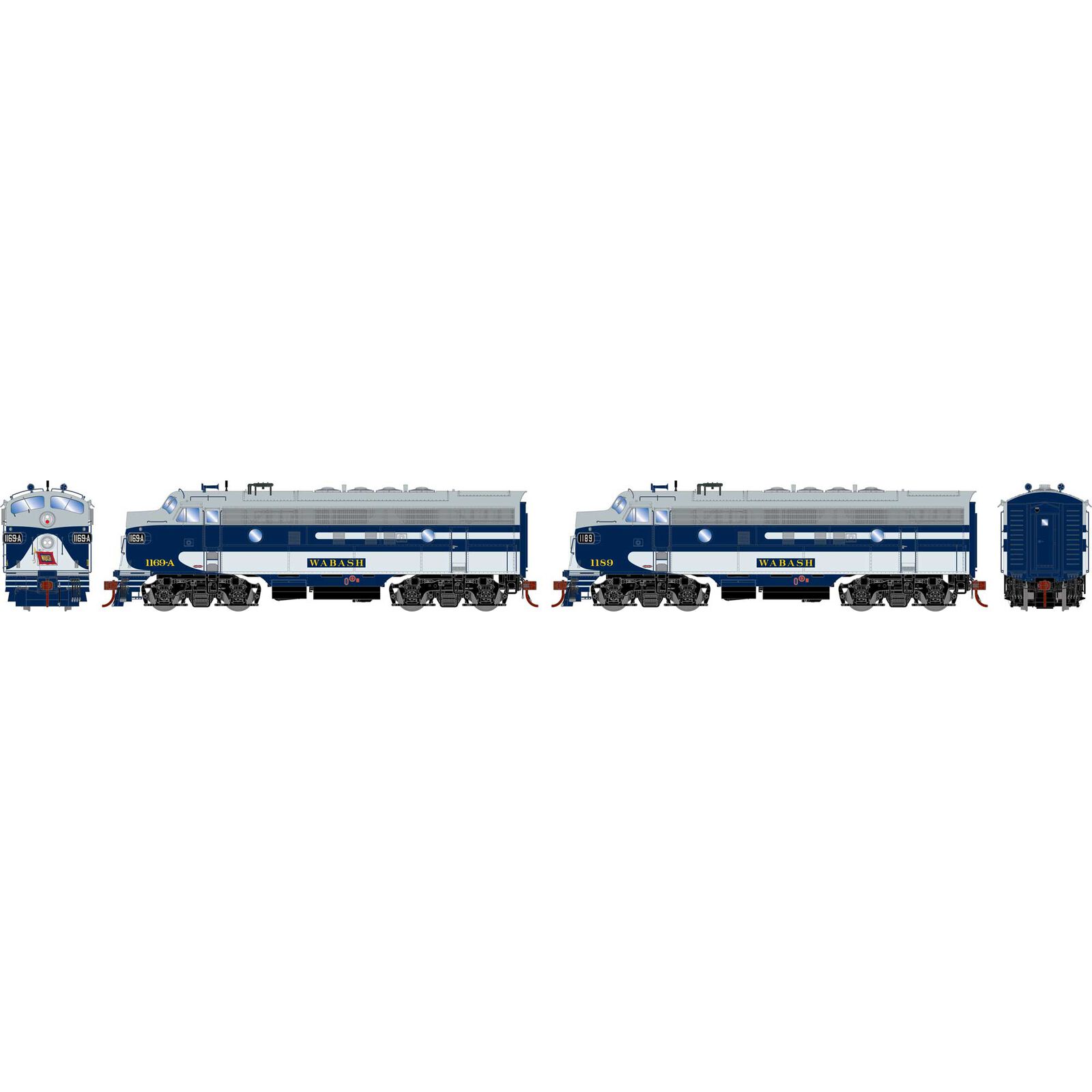 HO F7A / F7A Locomotive Set with DCC & Sound, WAB #1169-A, #1189
