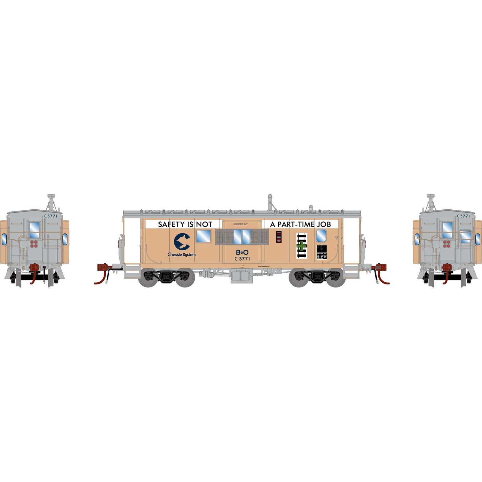 Athearn HO C-26 ICC Caboose with Lights, Chessie/B&O #C-3771