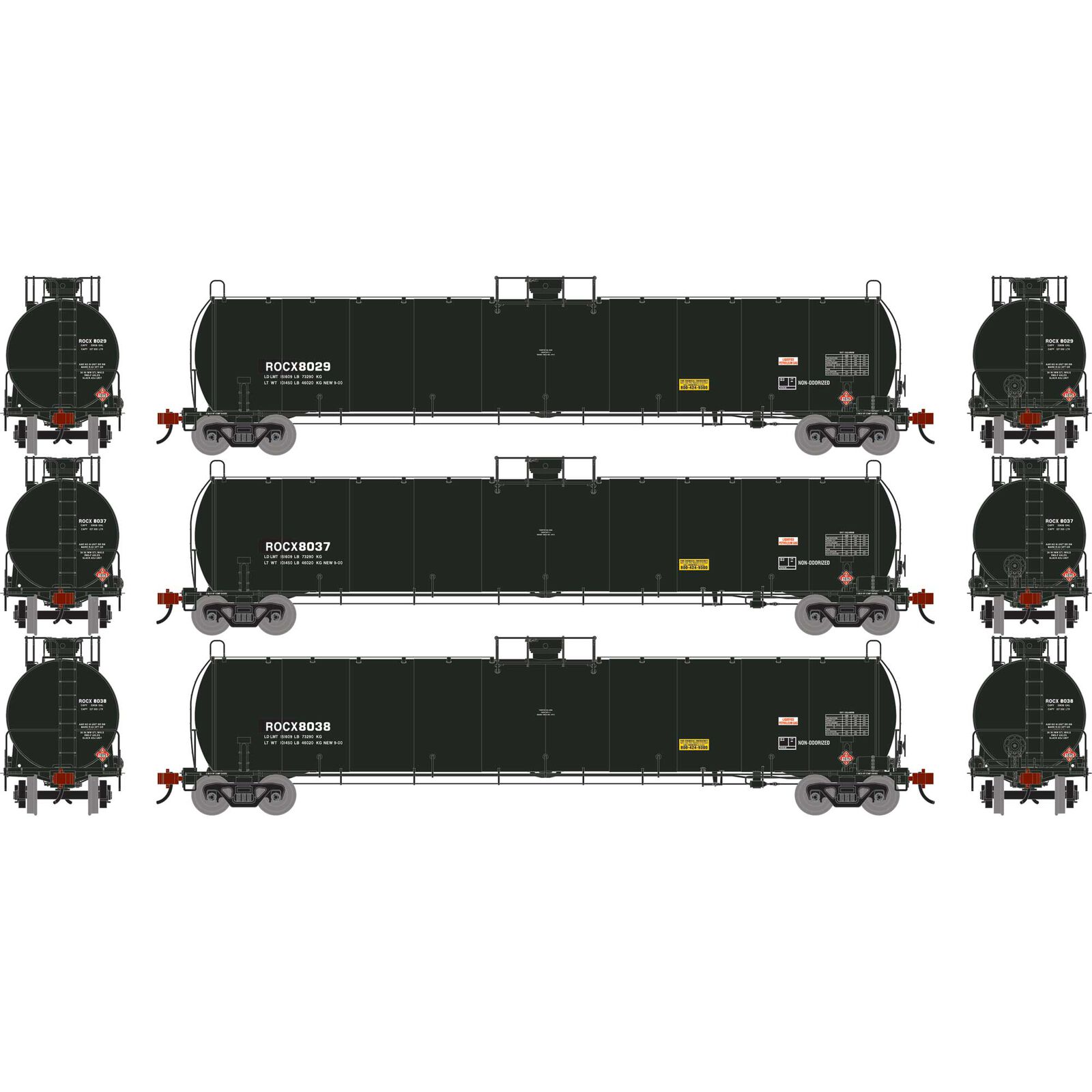 N UTC 33K LPG Tank Car- Early, ROCX Primed For Grime #8029/8034/8038 (3)