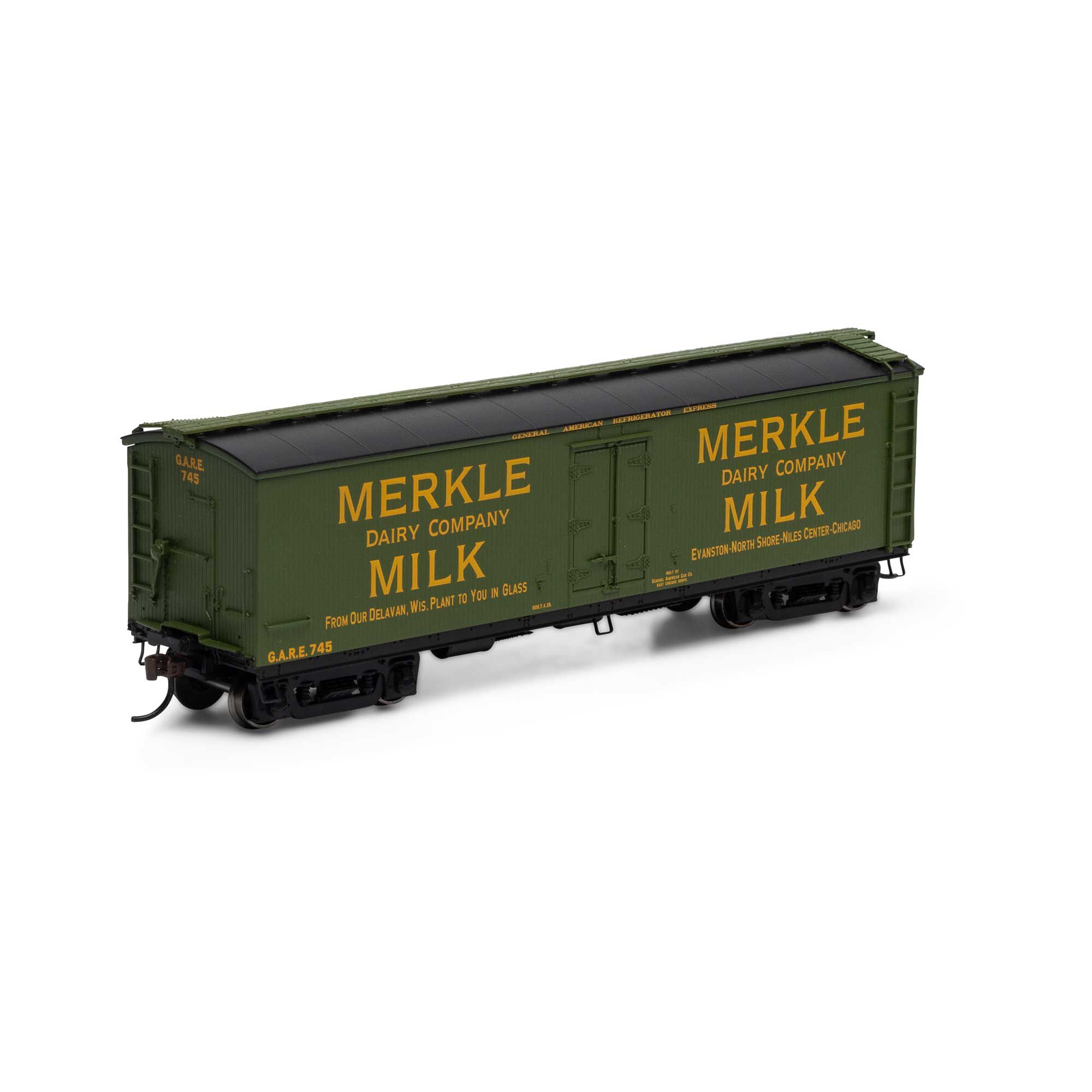 Athearn HO 40' Pfaudler Milk Car, Merkle #745 Model Train
