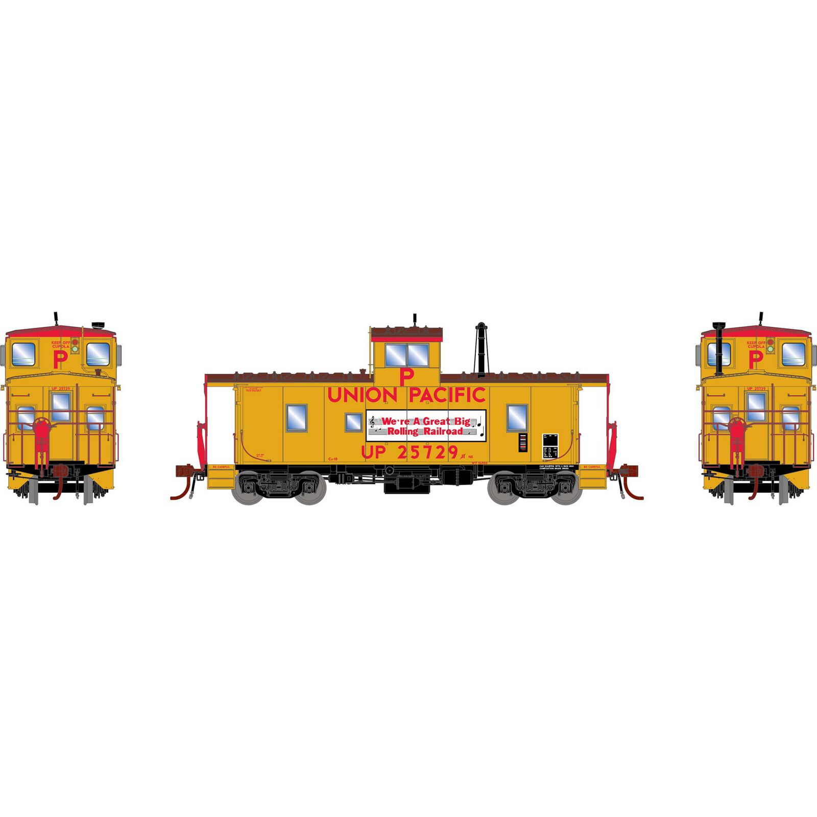 HO ICC Caboose CA-10 with Lights, UP #25729
