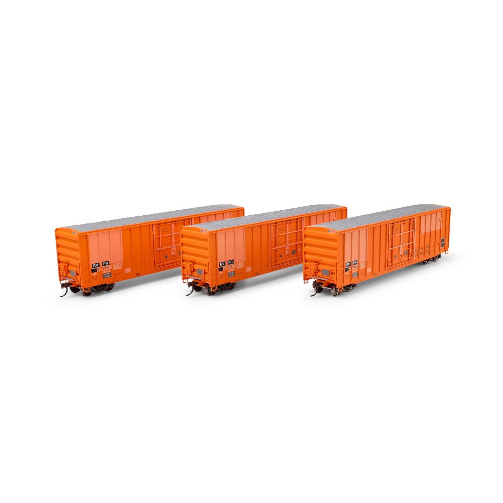 Athearn HO ATH 50' FMC 5327 12' Plug Door Box Car, Primed for Grime RVPR #77031/77041/77057 (3)