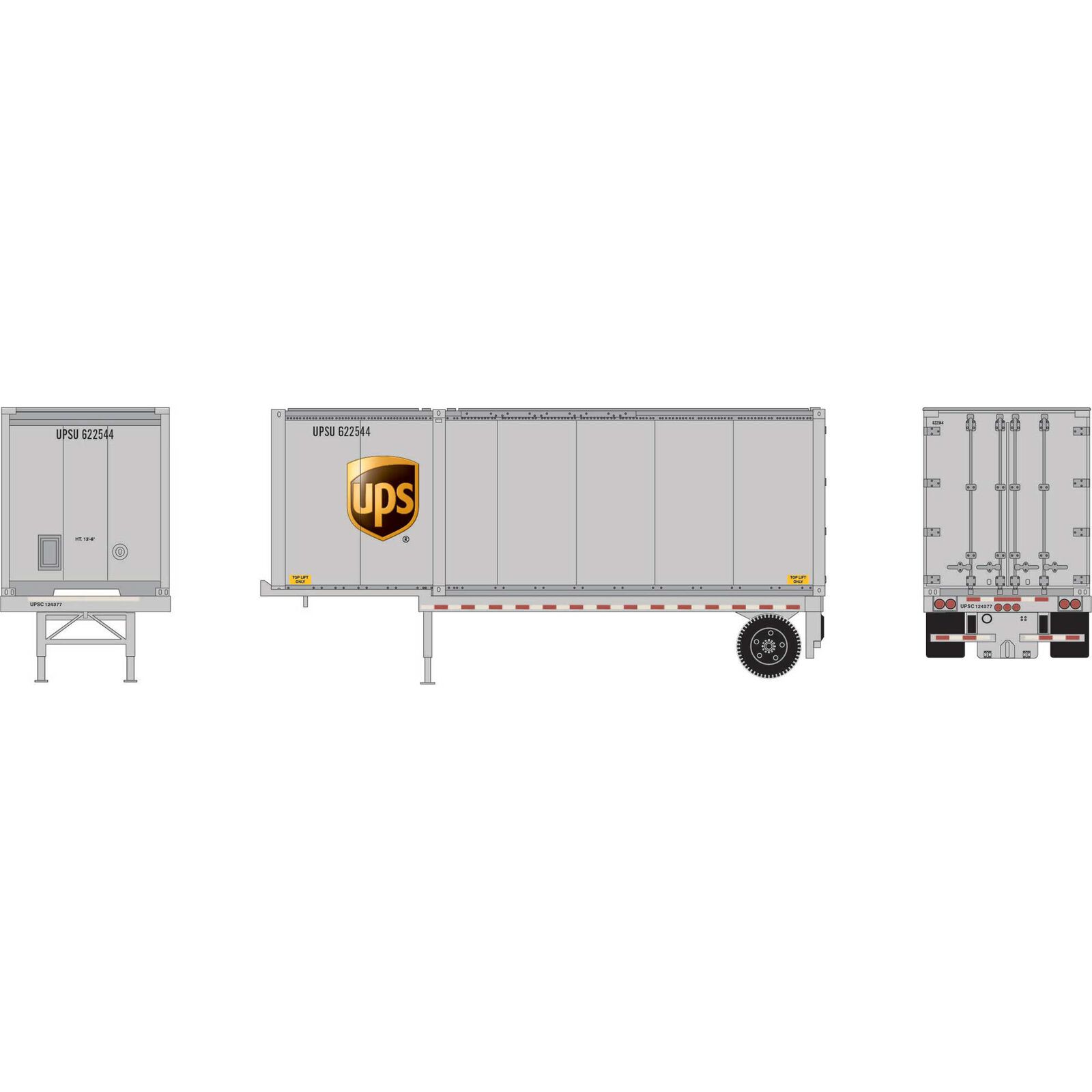 HO 28' Container & Chassis, Container- UPSU #622544/Chassis-UPSC #124377