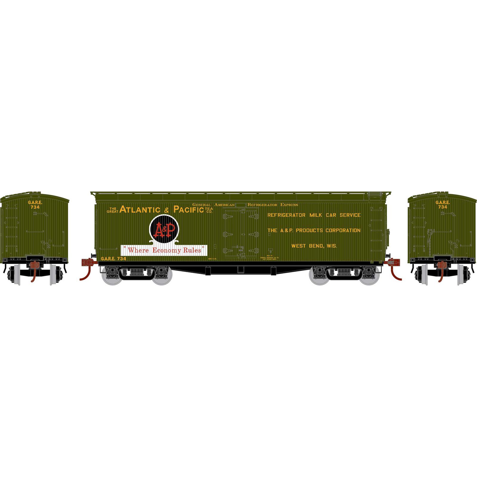 N ATH 40' Pfaudler Wood Milk Car, GARE 'Atlantic & Pacific' #734