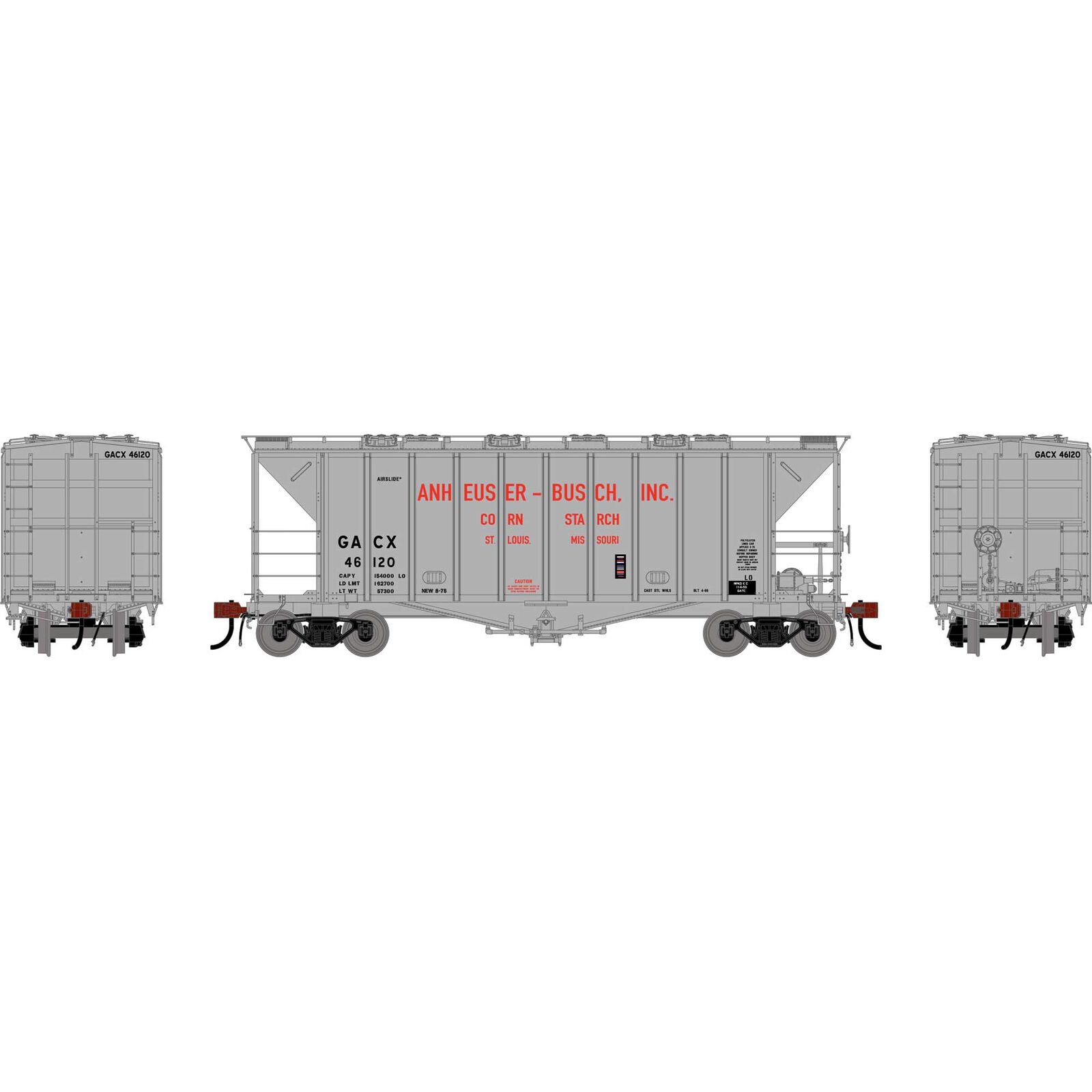 Athearn Genesis HO GEN GATC 2600 Airslide Covered Hopper, Late GACX #46120