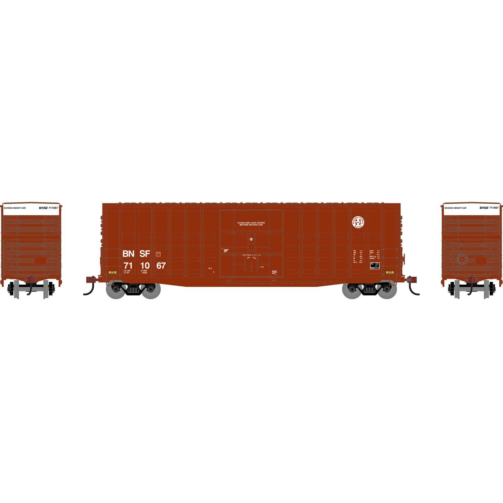 Roundhouse HO RND 50' Waffle High Cube Box Car BNSF #711067