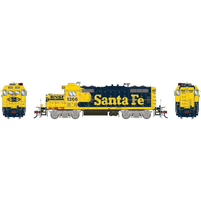 Athearn Genesis HO GEN GP7u Locomotive w/DCC & Sound, Primed For Grime BNSF 'Patched ATSF' #1366