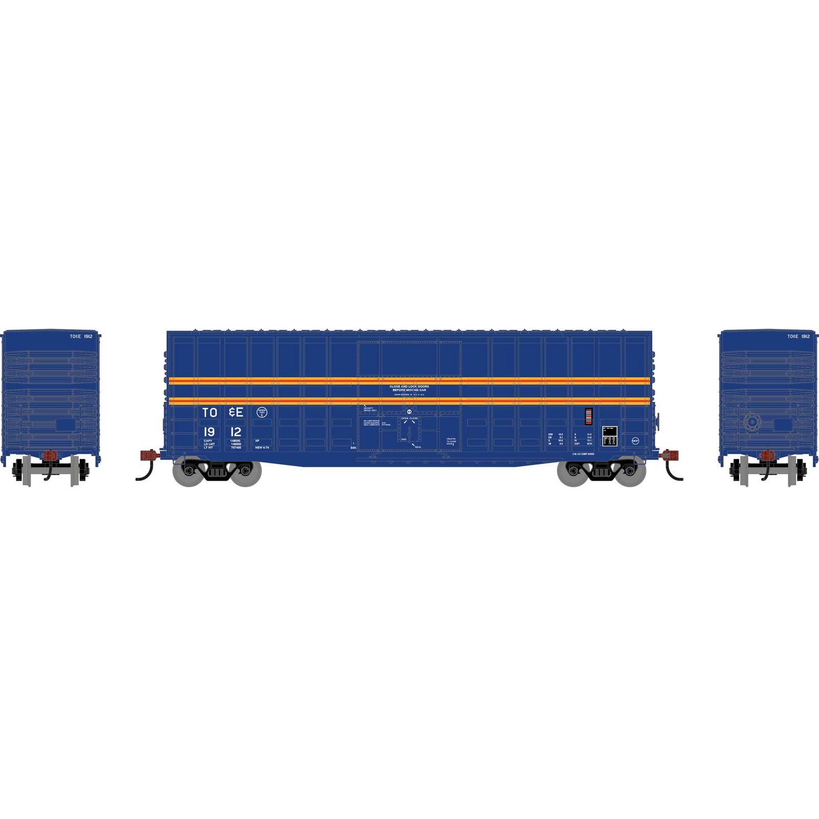 Roundhouse HO RND 50' Waffle High Cube Box Car TOE #1912