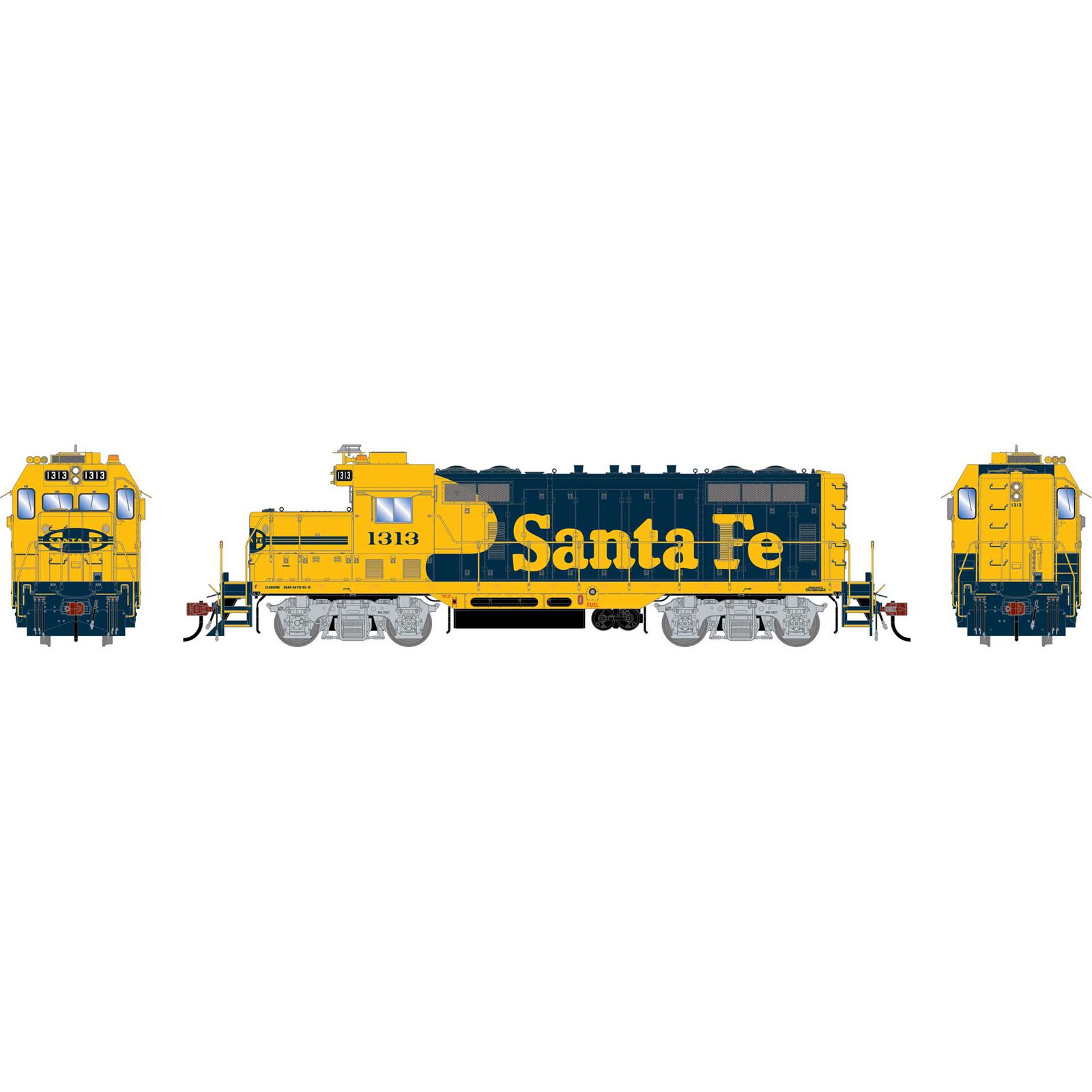 Athearn Genesis HO GEN GP7u Locomotive, ATSF #1313