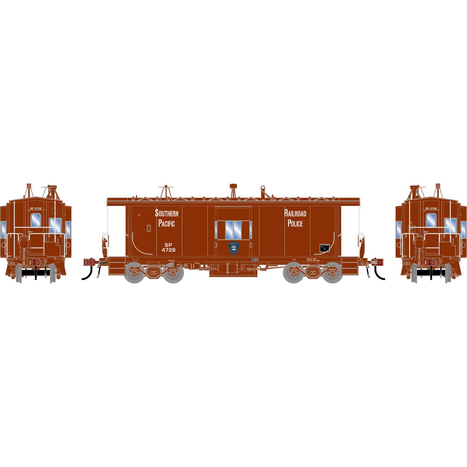 Athearn Genesis HO GEN ICC Bay Window Caboose w/Lights, SP Police #4726