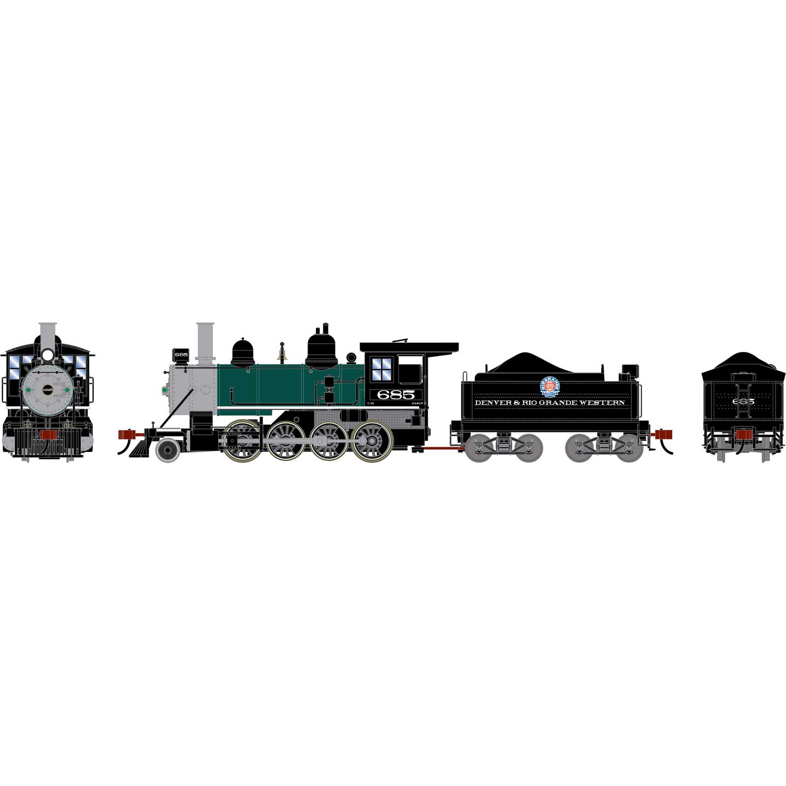 HO ATH 2-8-0 Steam Locomotive w/DCC & Sound, DRGW #685
