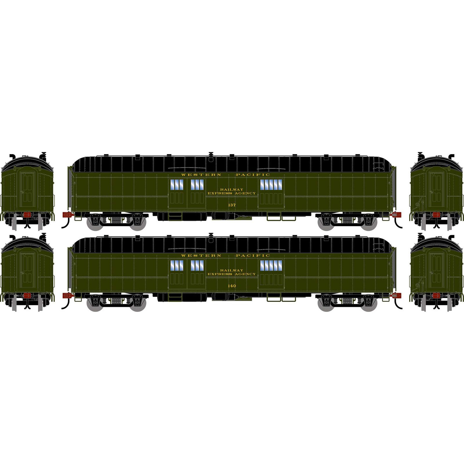 HO ATH 60' Pullman Common Standard Baggage Car, WP #137/140 (2)