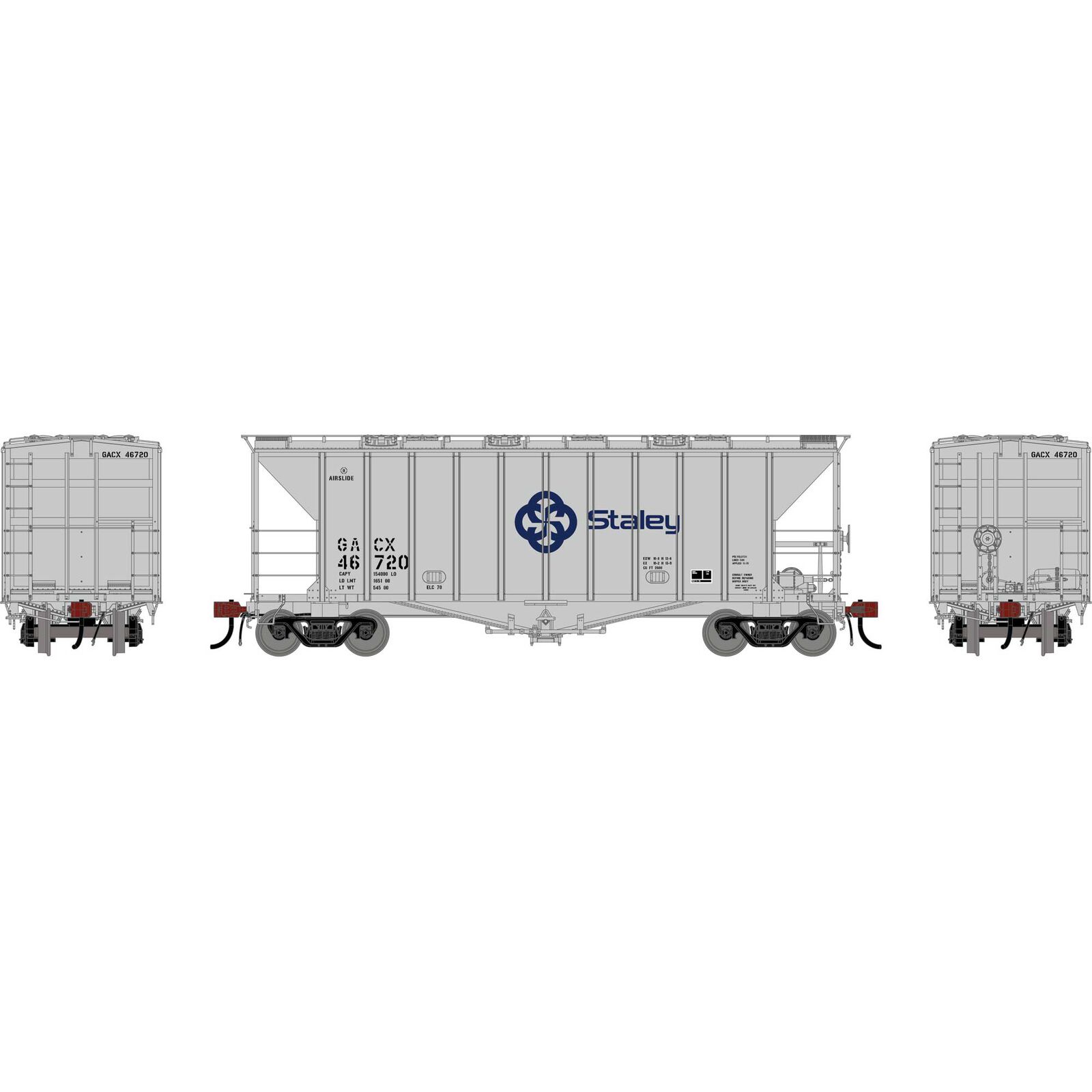 HO GEN GATC 2600 Airslide Covered Hopper, Late GACX 'Staley' #46720