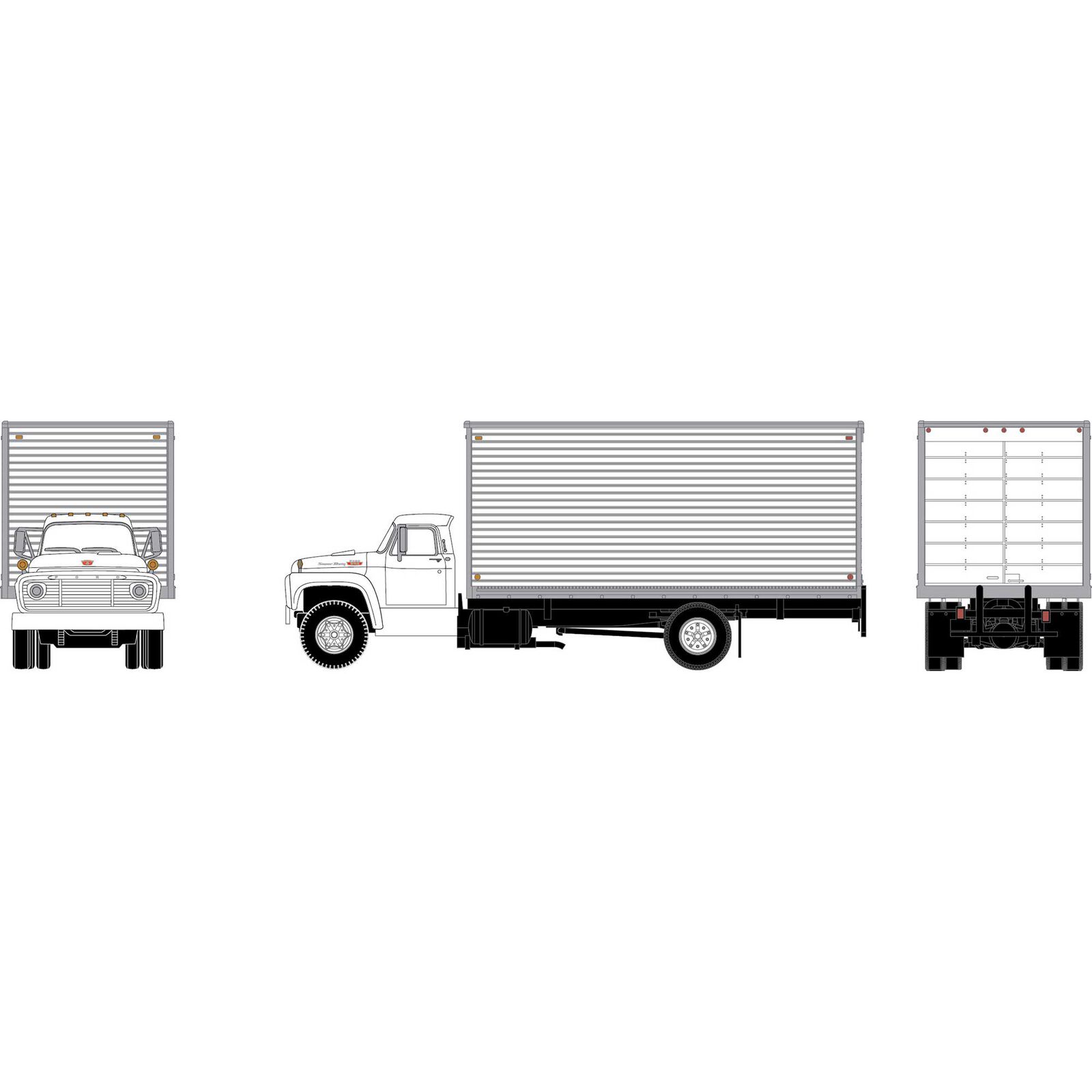 HO ATH Ford F-850 Box Van, White Unlettered