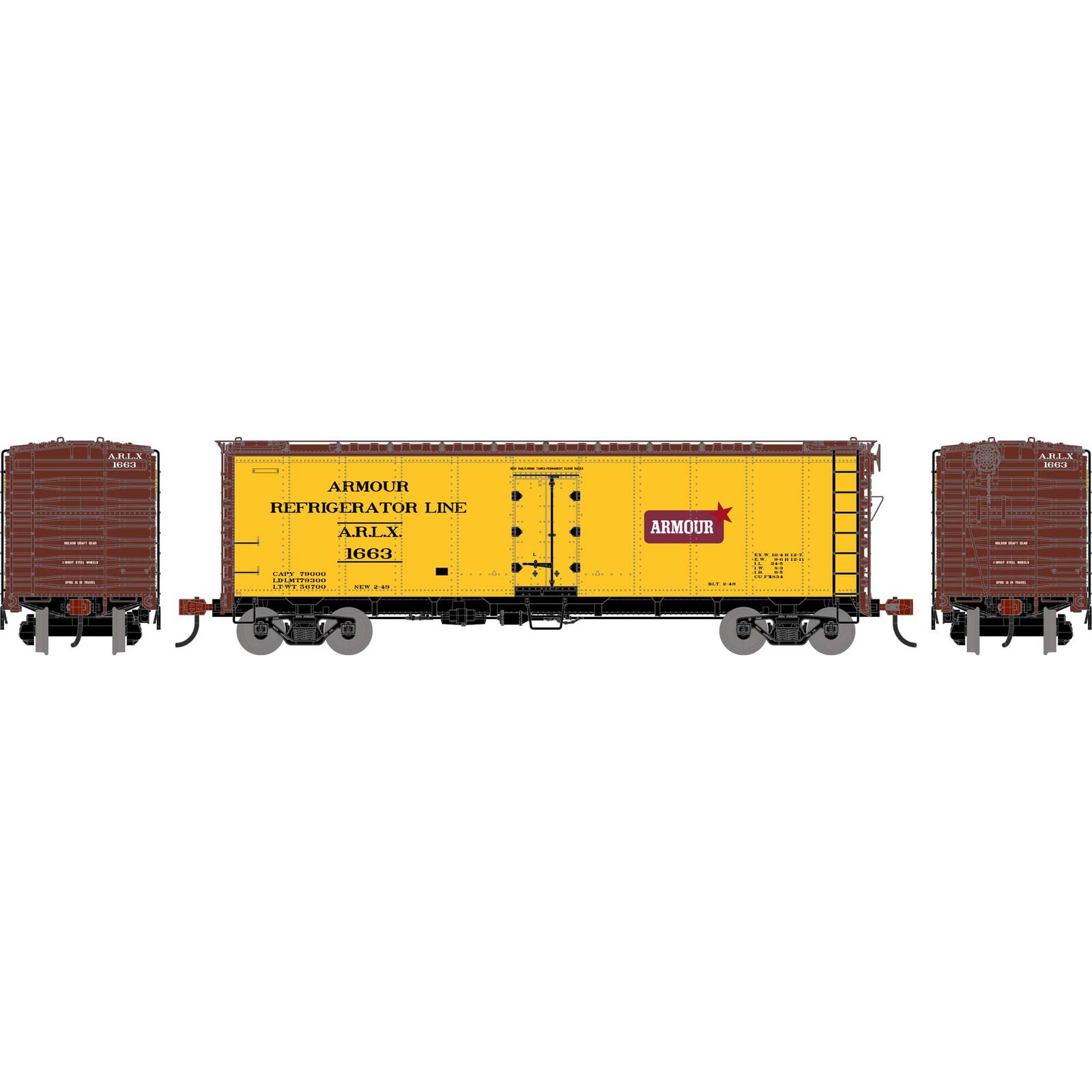 HO ATH 40' Steel Refrigerator Car, ARLX #1663