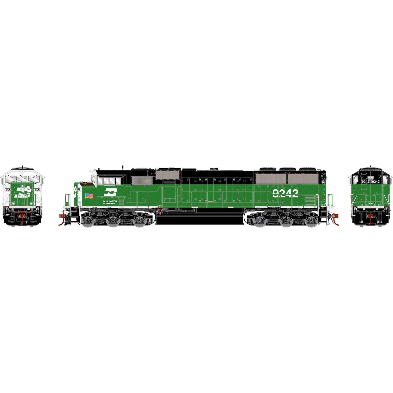 HO SD60M Tri-Clops Locomotive with DCC & Sound, BN #9242