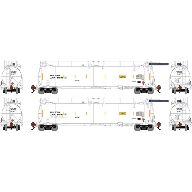 HO TankTrain Intermediate, GATX White #44594/44599 (2)