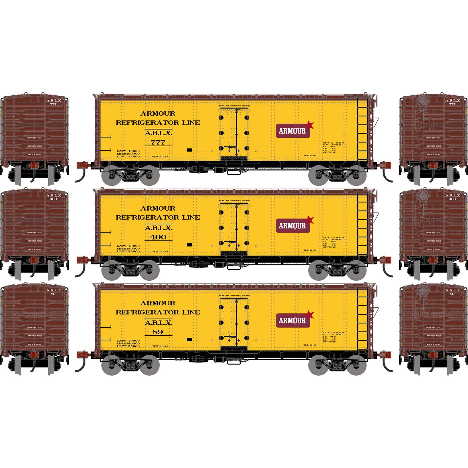 HO ATH 40' Steel Refrigerator Car, ARLX #89/400/777 (3)