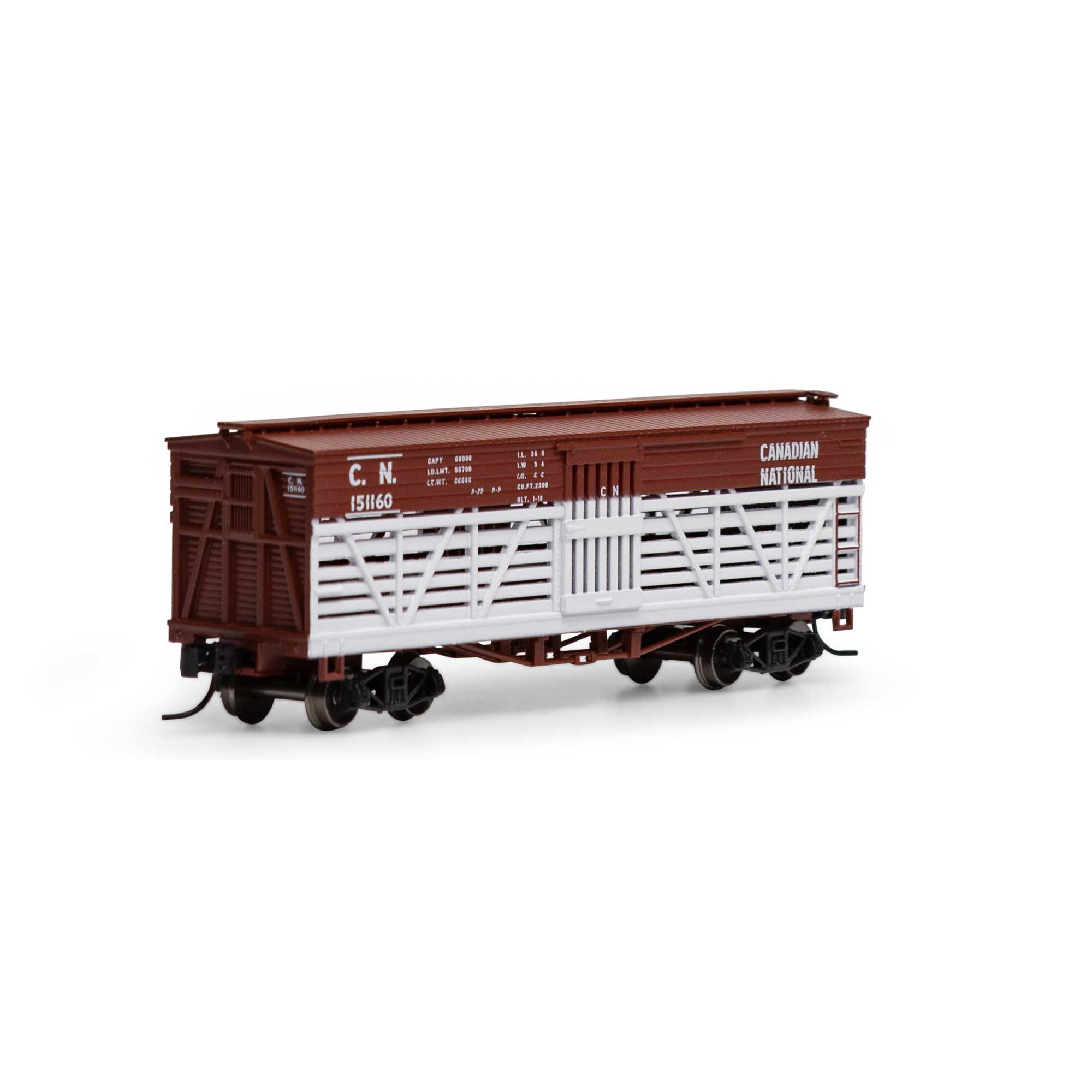 Athearn N 36' Old Time Stock Car, CN #151160 Model Train | Athearn