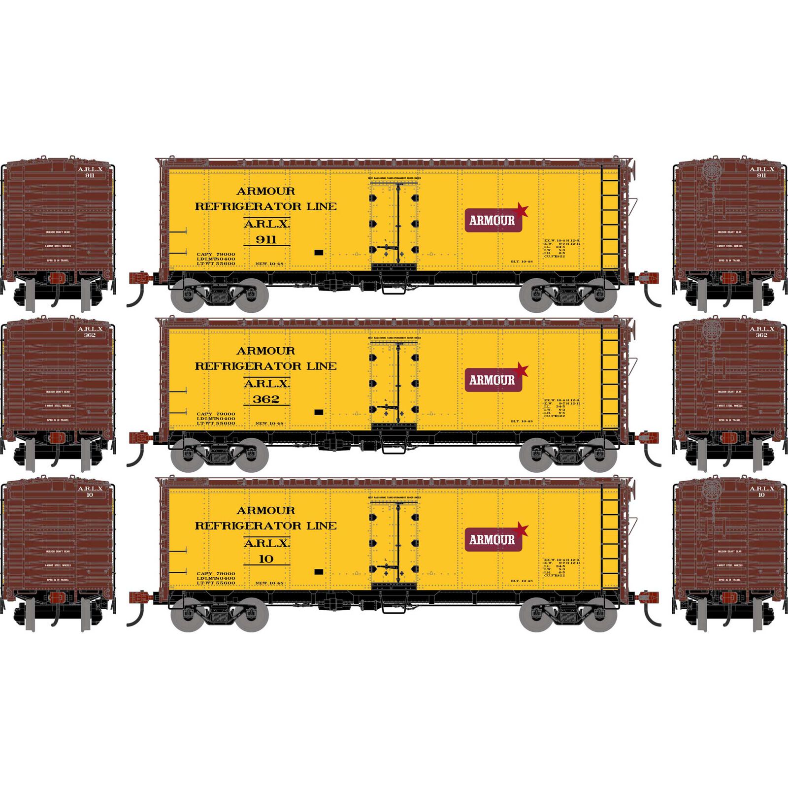 HO ATH 40' Steel Refrigerator Car, ARLX #10/362/911 (3)