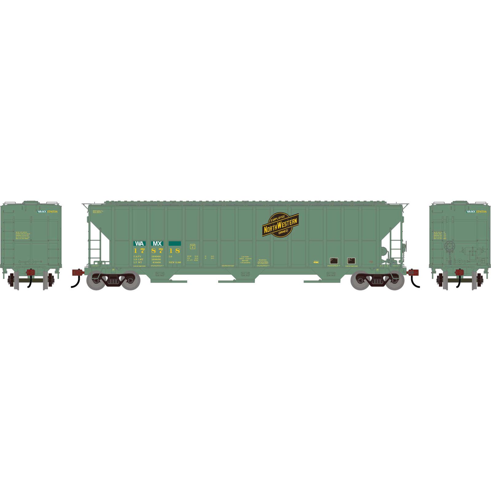 HO ATH FMC 4700 Covered Hopper, Primed For Grime WAMX #178718