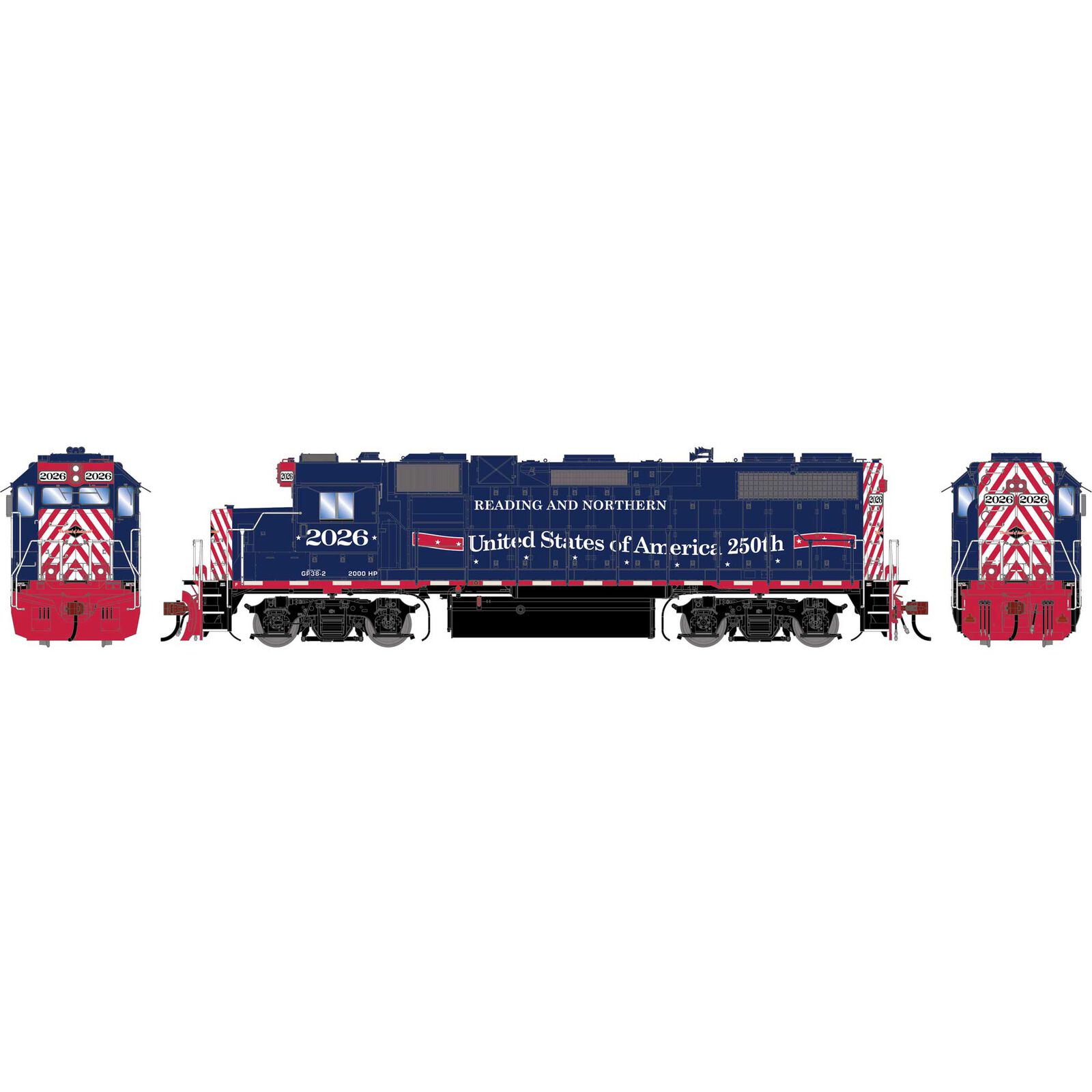 Athearn Genesis HO GEN GP38-2 Locomotive w/DCC & Sound, RBMN '250th' #2026