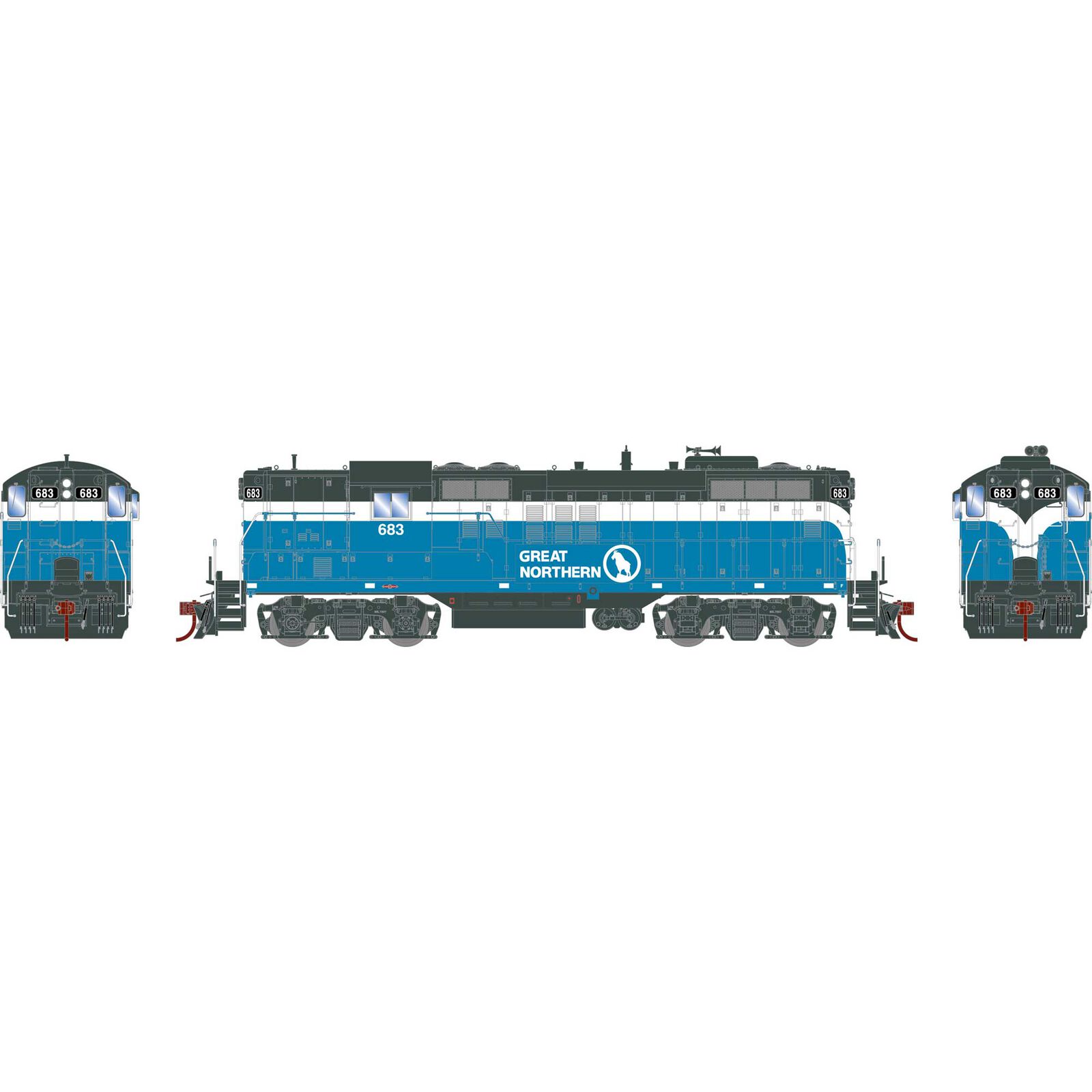 HO GP9 Locomotive with DCC & Sound, GN #683