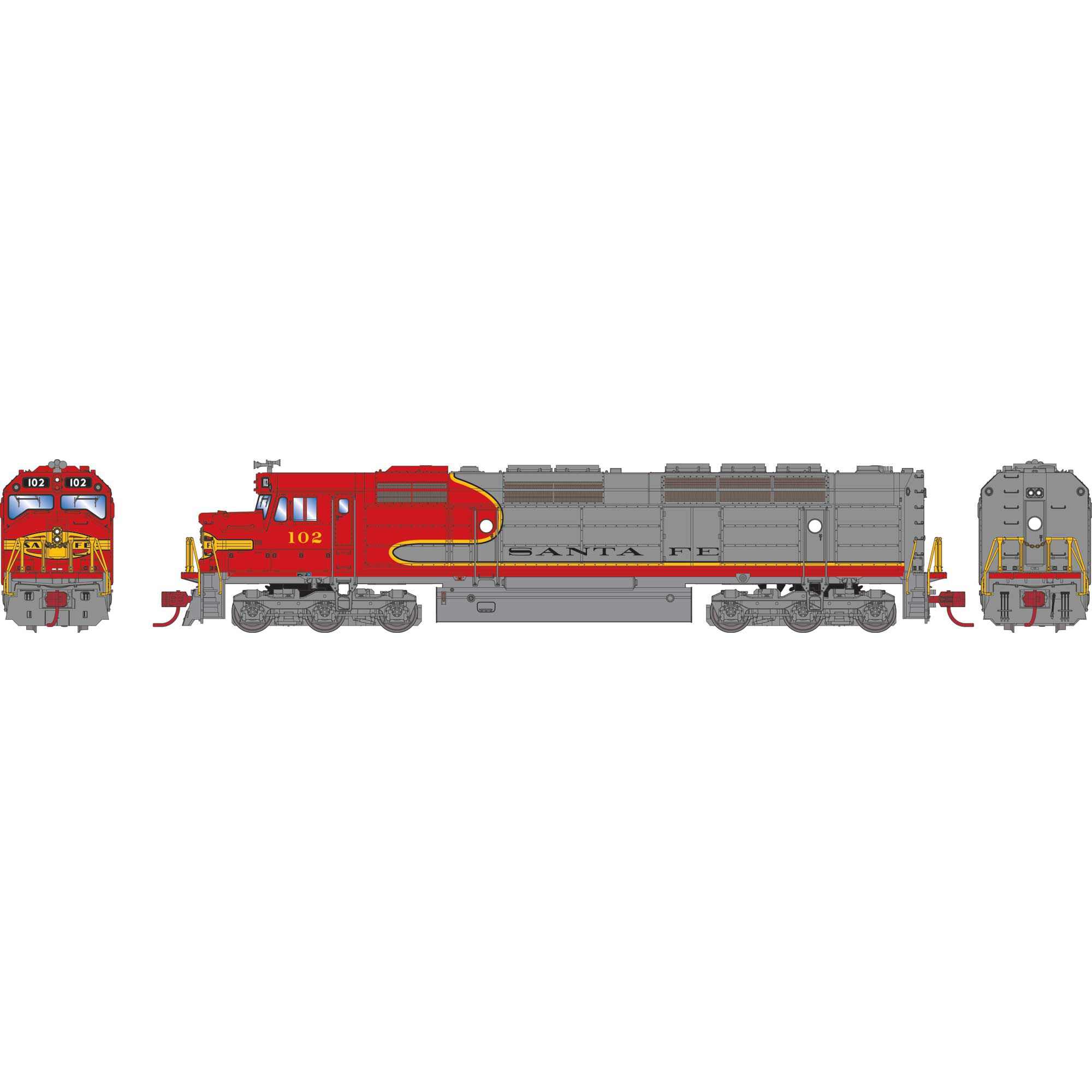 Athearn N FP45, SF/Red & Silver/Small Lettering #102 Model Train