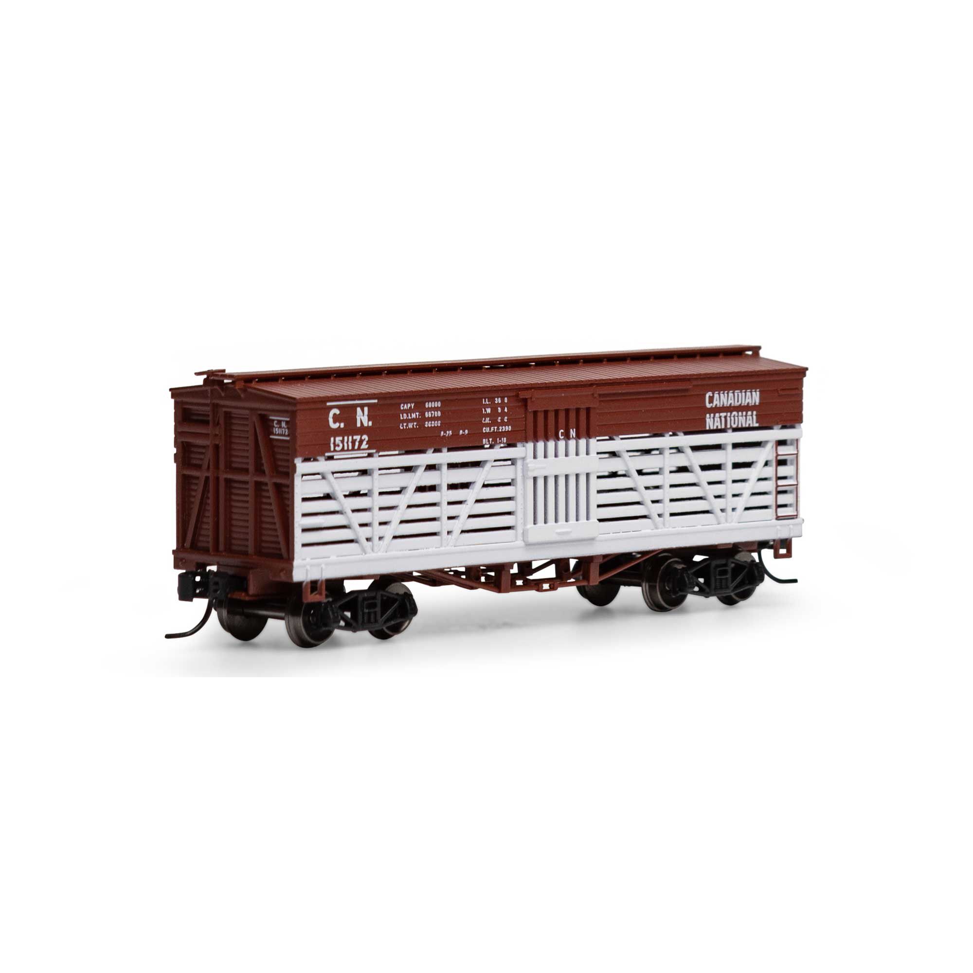 Athearn N 36' Old Time Stock Car, CN #151172 Model Train | Athearn