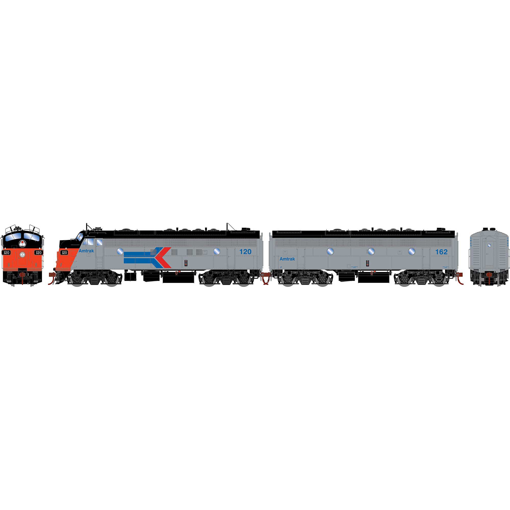 HO FP7A/F7B Locomotive with DCC & Sound, AMTK #120/162 Model Train