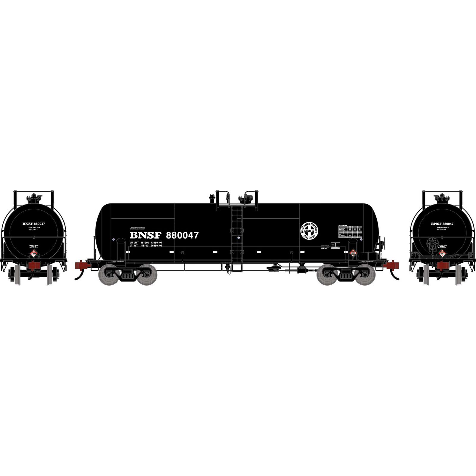 Athearn HO ATH RTC 20,900 Gallon Acid Tank Car, BNSF 'Circle Cross' #880047