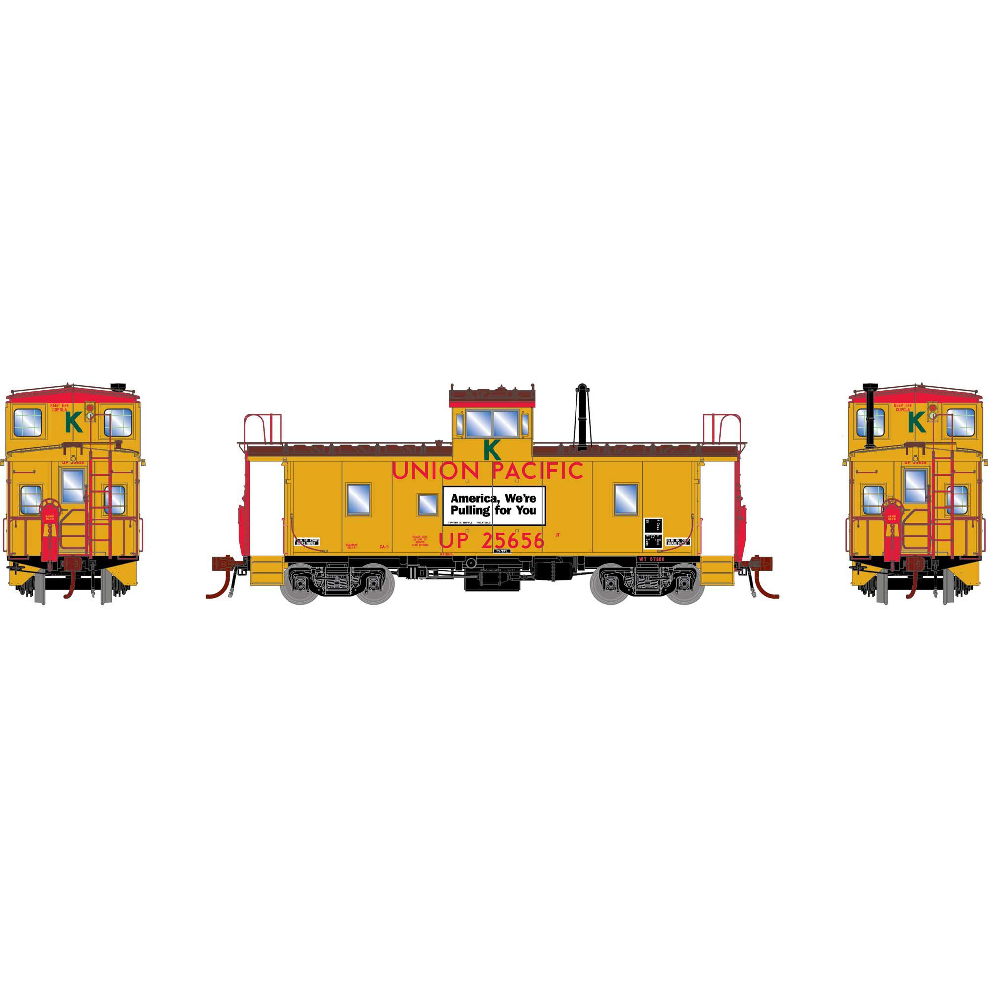 HO ICC Caboose CA-9 with Lights, UP #25656 Model Train | Athearn
