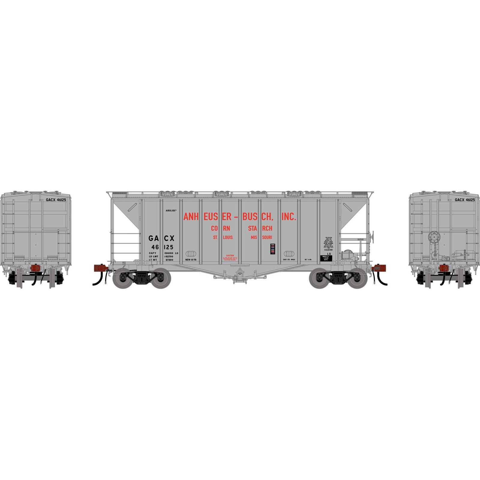 Athearn Genesis HO GEN GATC 2600 Airslide Covered Hopper, Late GACX #46125