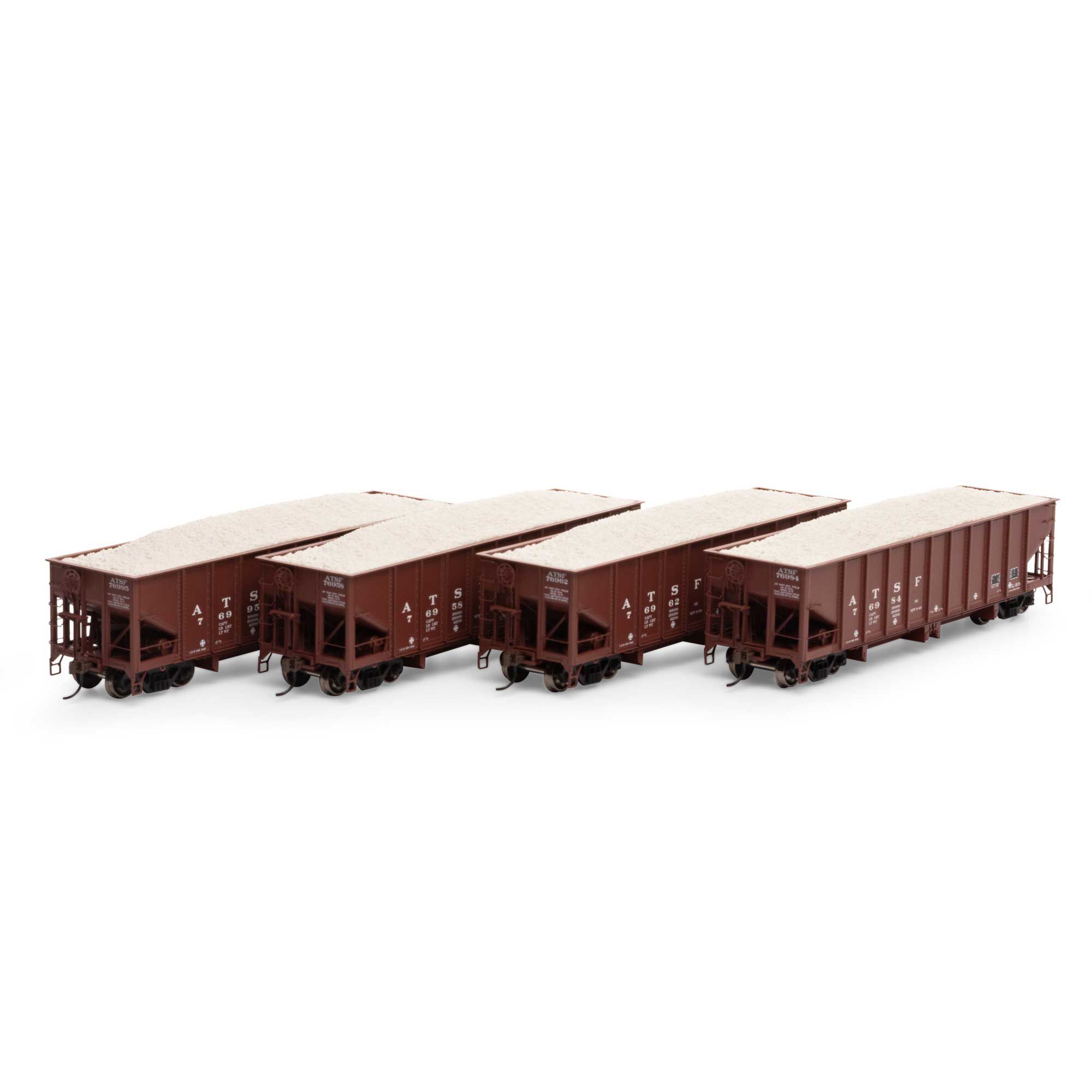 Athearn HO 40' Ribbed 3-Bay Ballast Hopper, ATSF #1 (4) Model