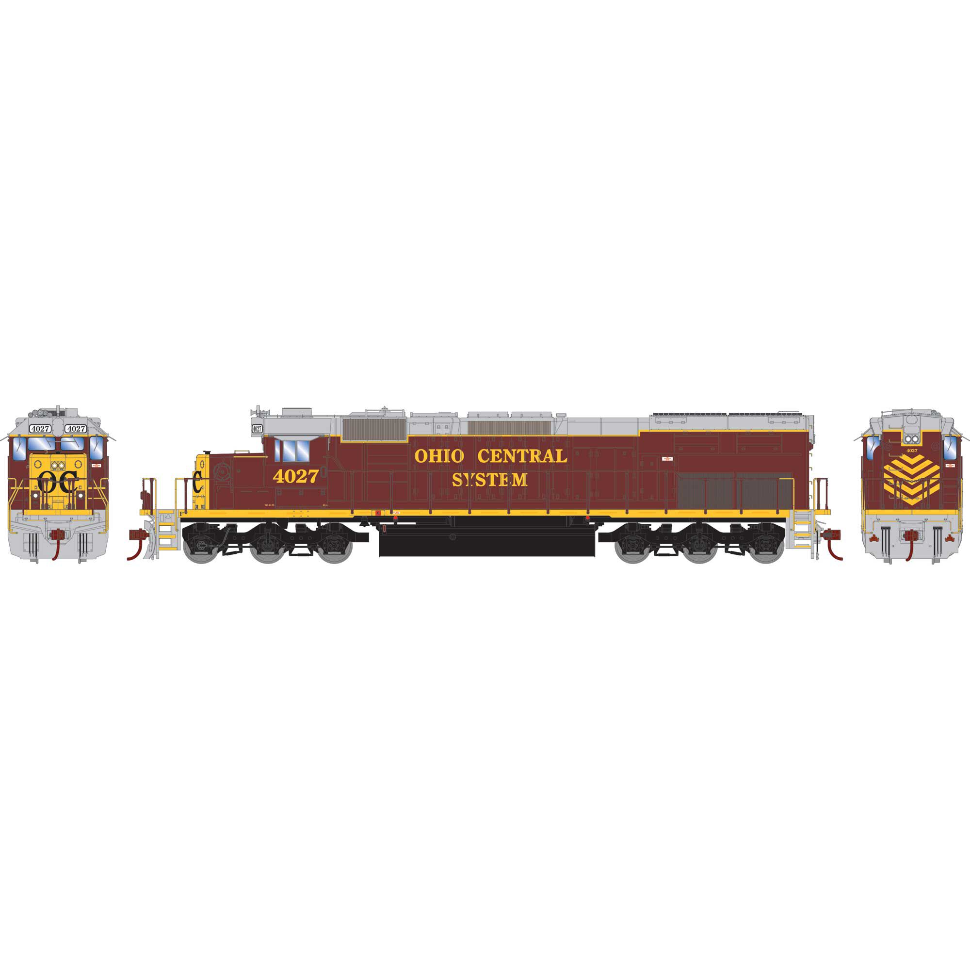 ath HO RTR SD40T-2, Ohio Central #4027 Model Train | Athearn