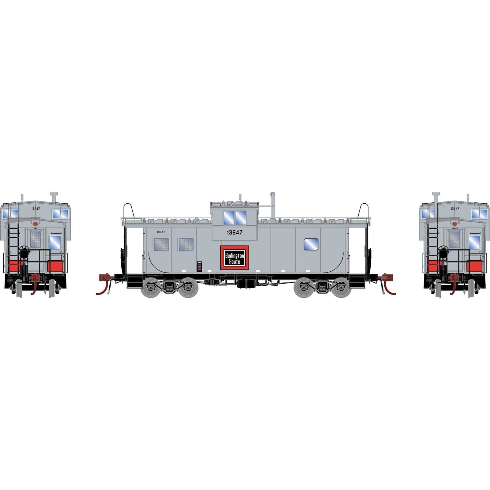 HO GEN ICC Caboose with Lights, CBQ #13647
