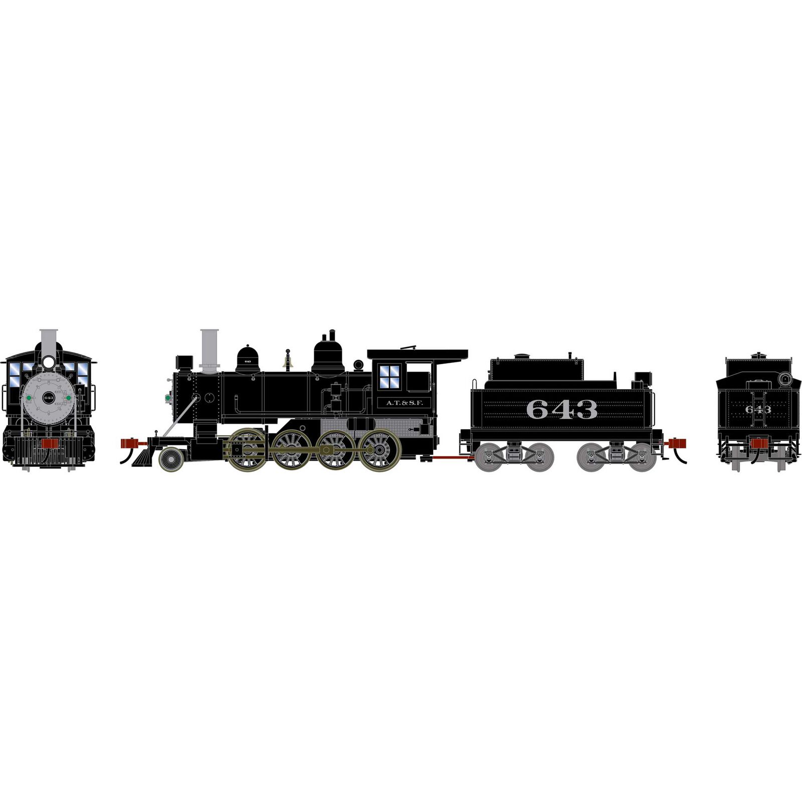 HO ATH 2-8-0 Steam Locomotive w/DCC & Sound, ATSF #643