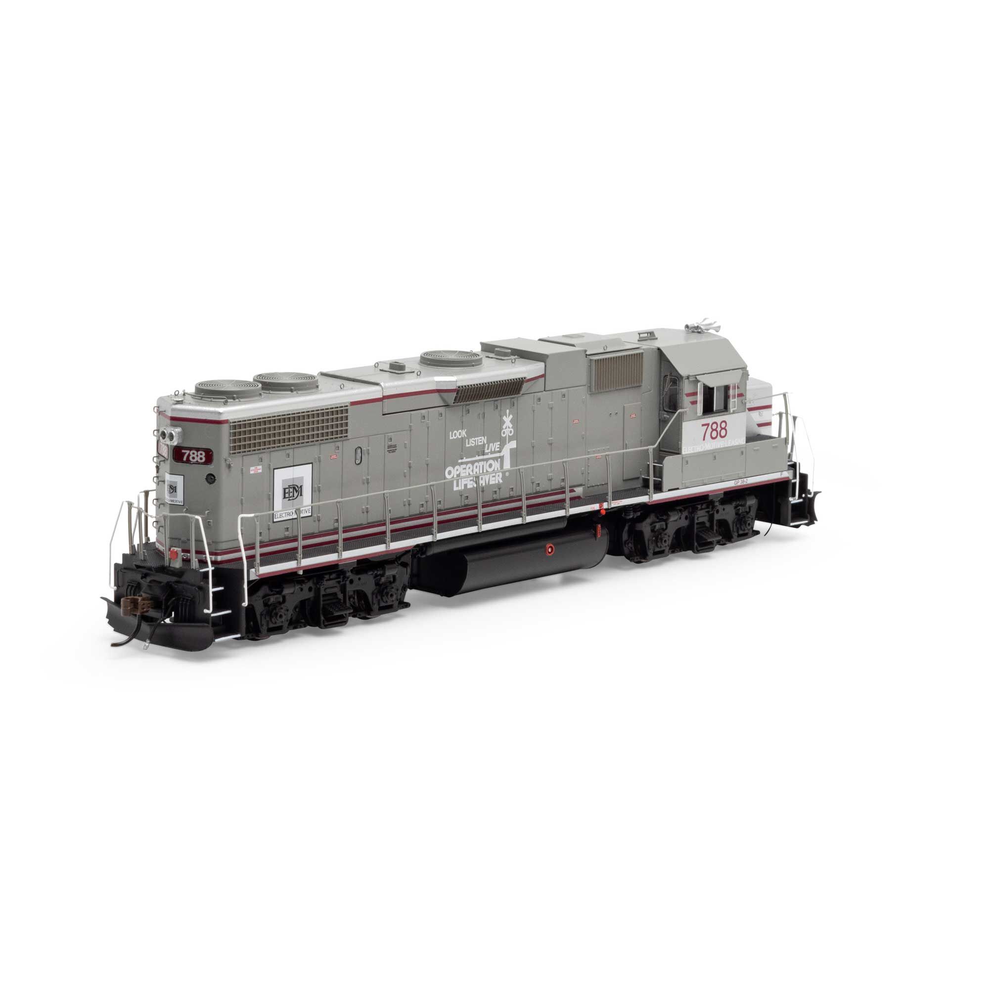HO GP38-2 Locomotive with DCC & Sound, EMD Lease / OLS #788 Model