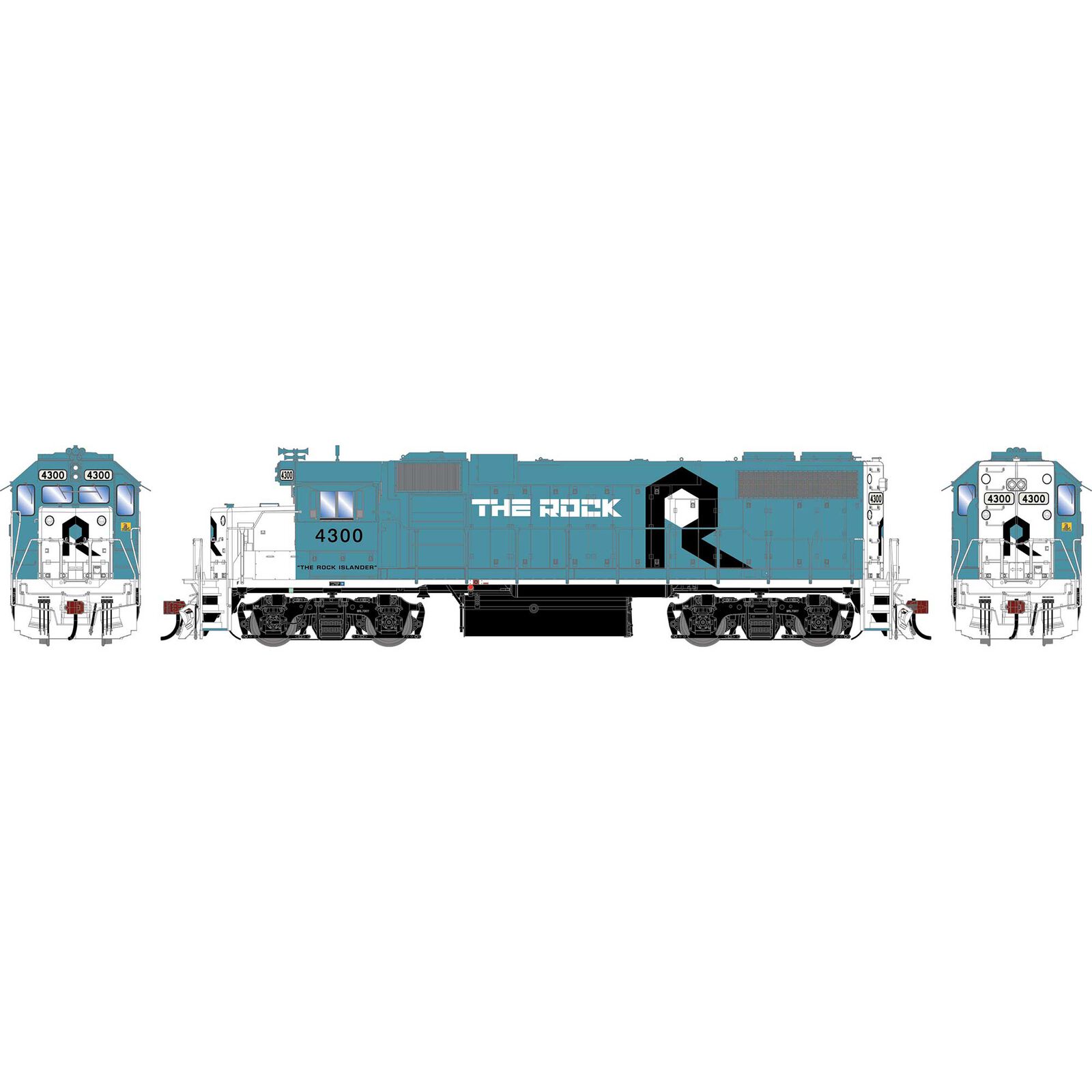 HO GEN GP38-2 Locomotive w/DCC & Sound, RI 'The Rock Islander' #4300