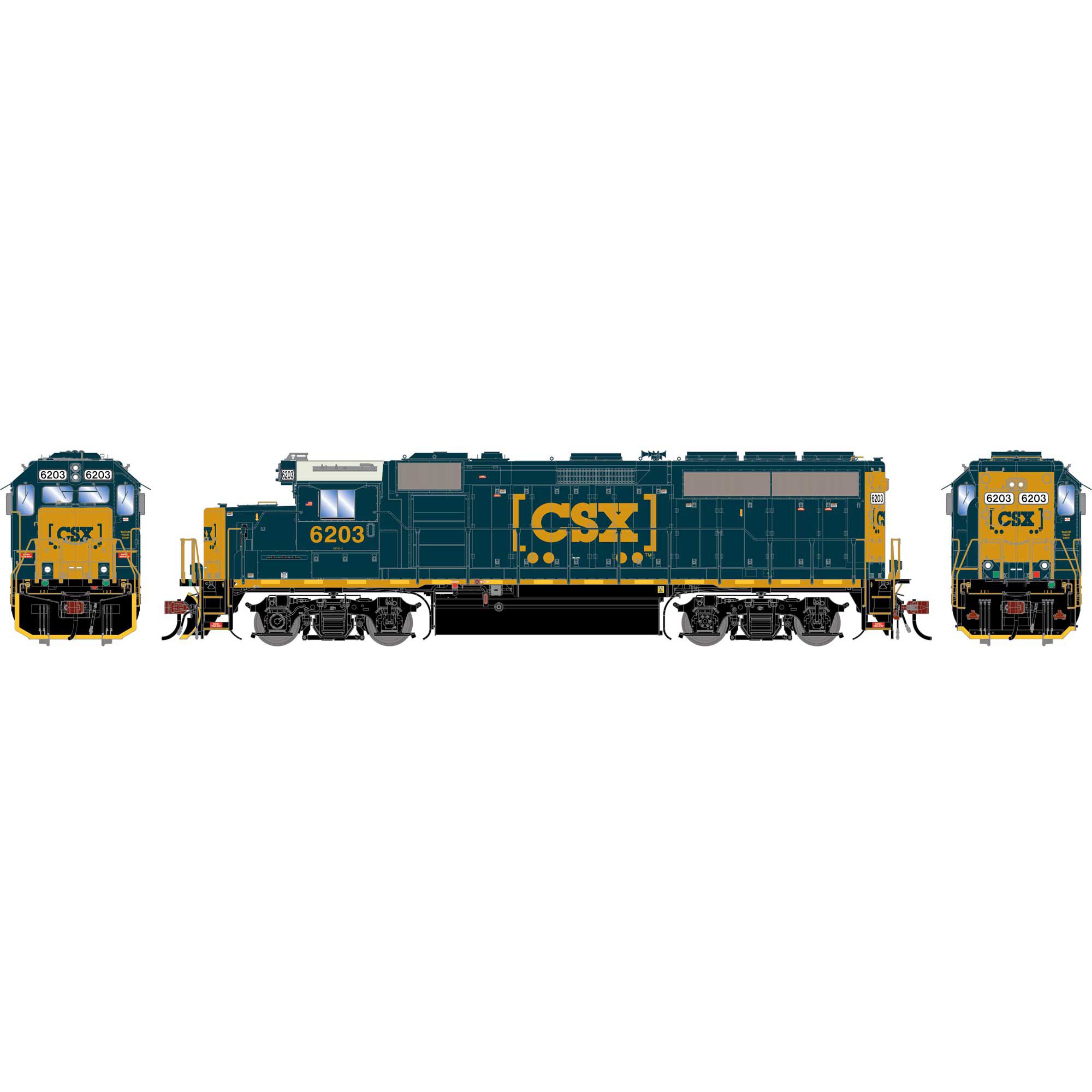 Athearn Genesis HO GP40-2 Locomotive, CSXT 'Boxcar Logo' #6203