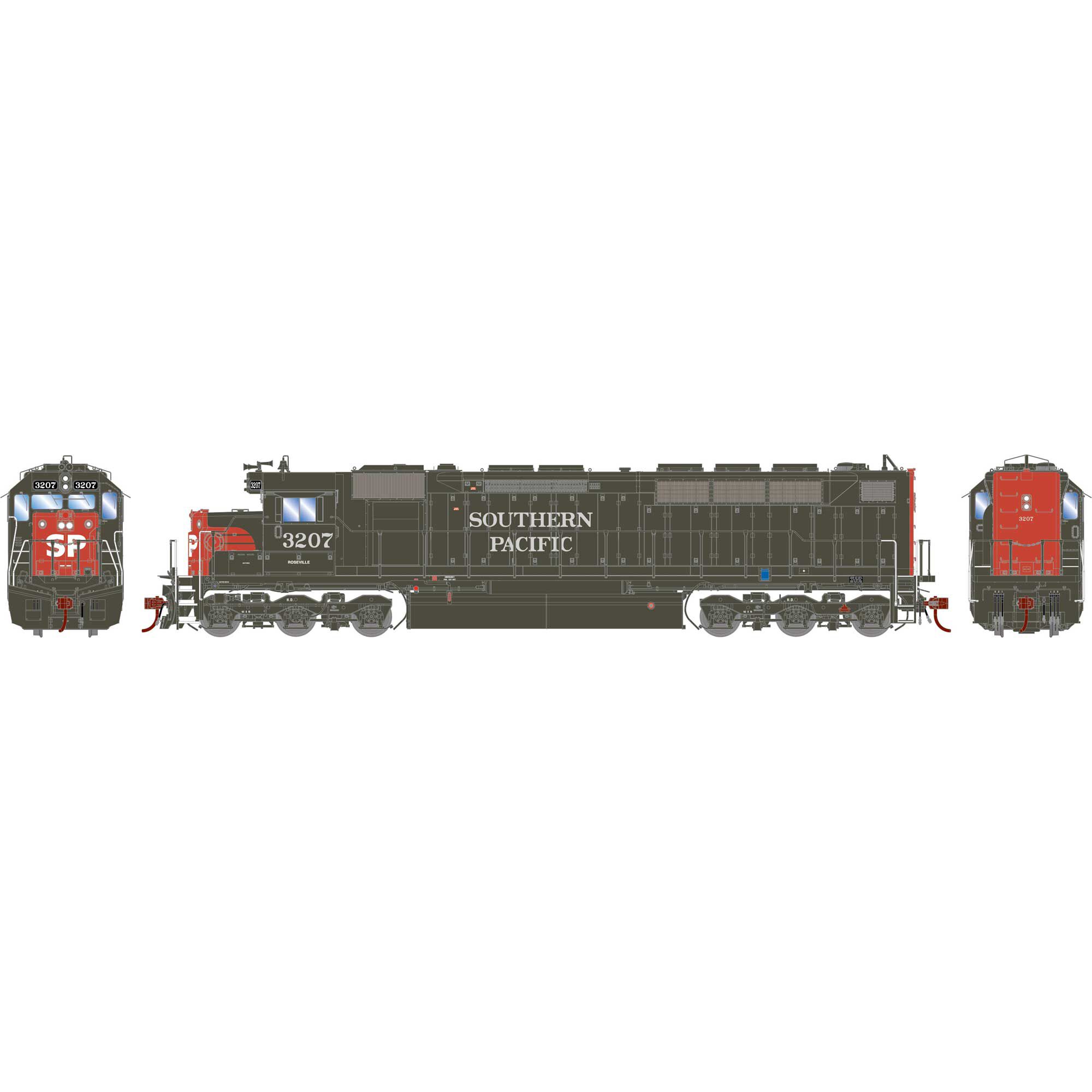 HO GEN SDP45 Locomotive w/DCC & SOUND, SP #3207 Model Train