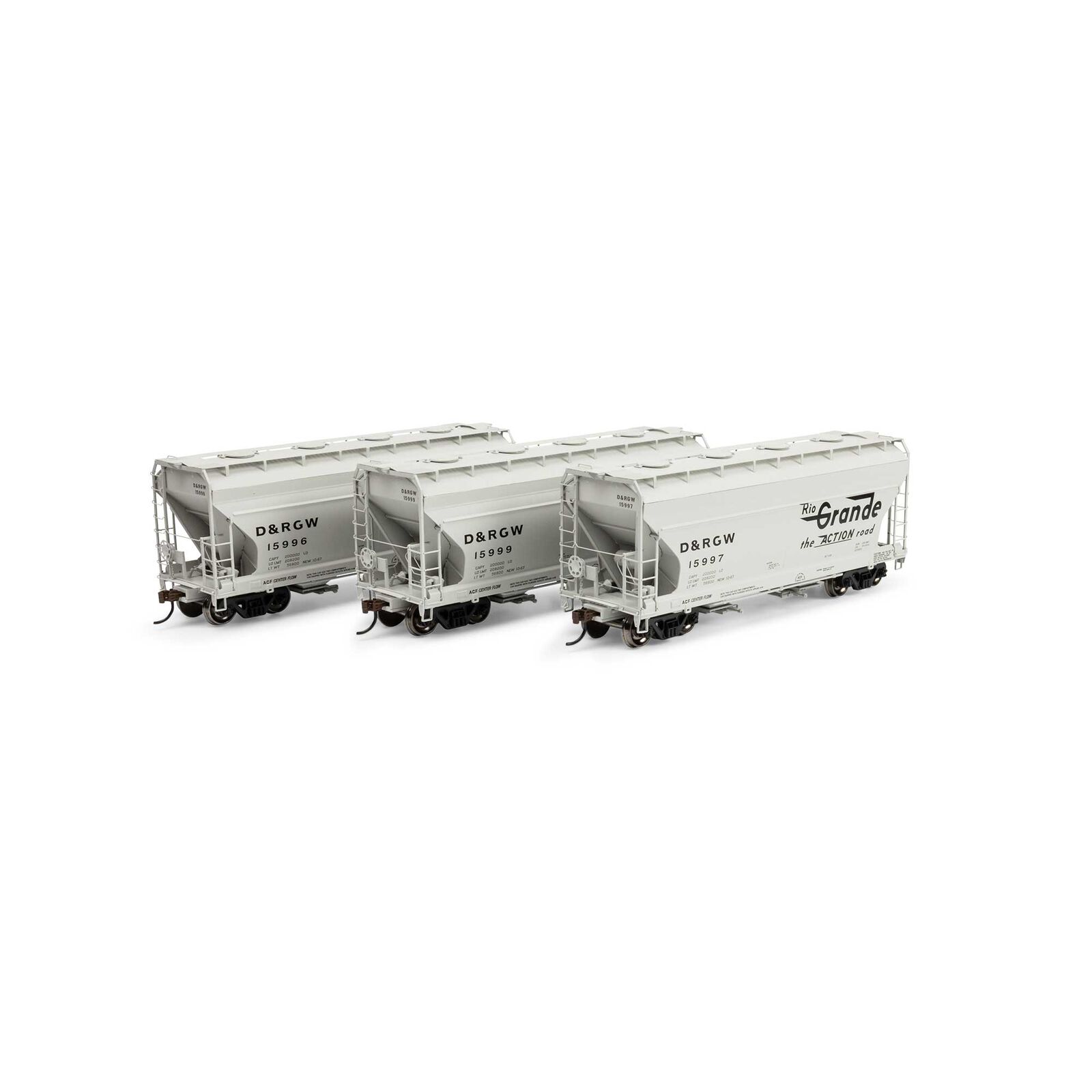 HO ACF 2970 Covered Hopper, DRGW #15996/15997/15999 (3)