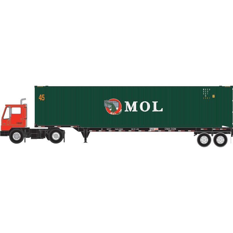 HO MOEU Set, 45' Container #030081 8/45' Chassis #418582/Yard Tractor #11657 (3)