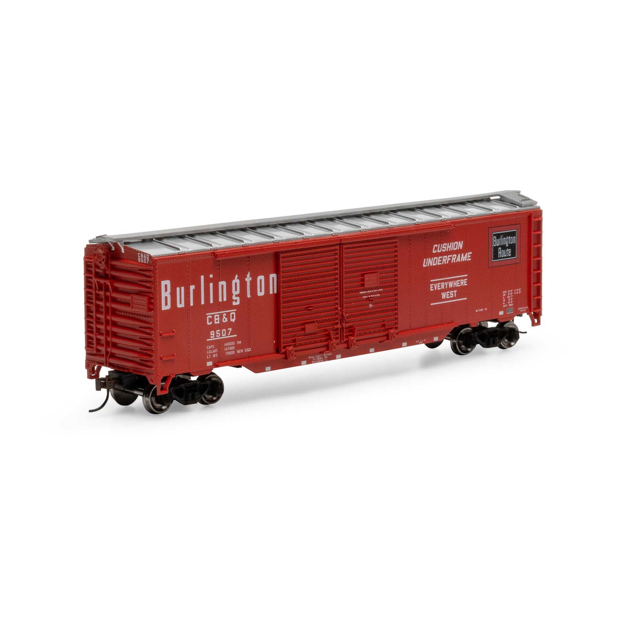 Roundhouse HO PS-1 Double Sliding Door Box Car, CBQ 'Red', #9507
