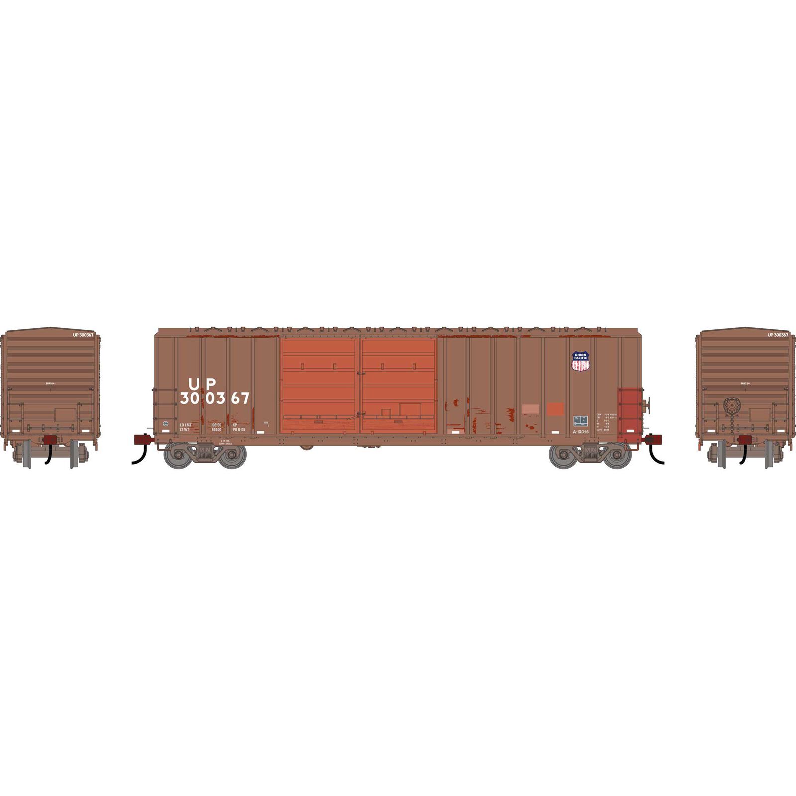Athearn HO ATH 50' FMC 5077 DD Offset Box Car, Primed for Grime UP 'Brown' #300367